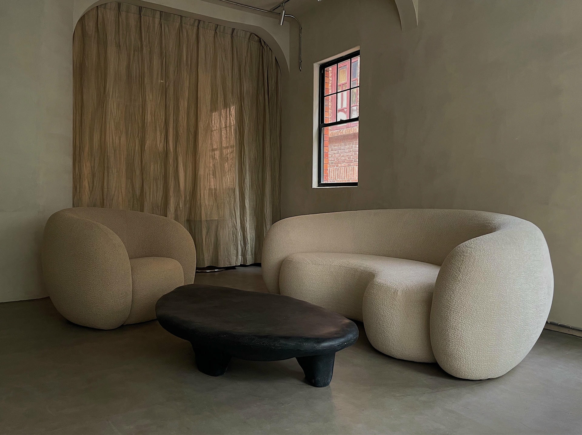 Mimimalist Design, Fiberglass Frame and Fabric Circular Lounge Chair by kar 4
