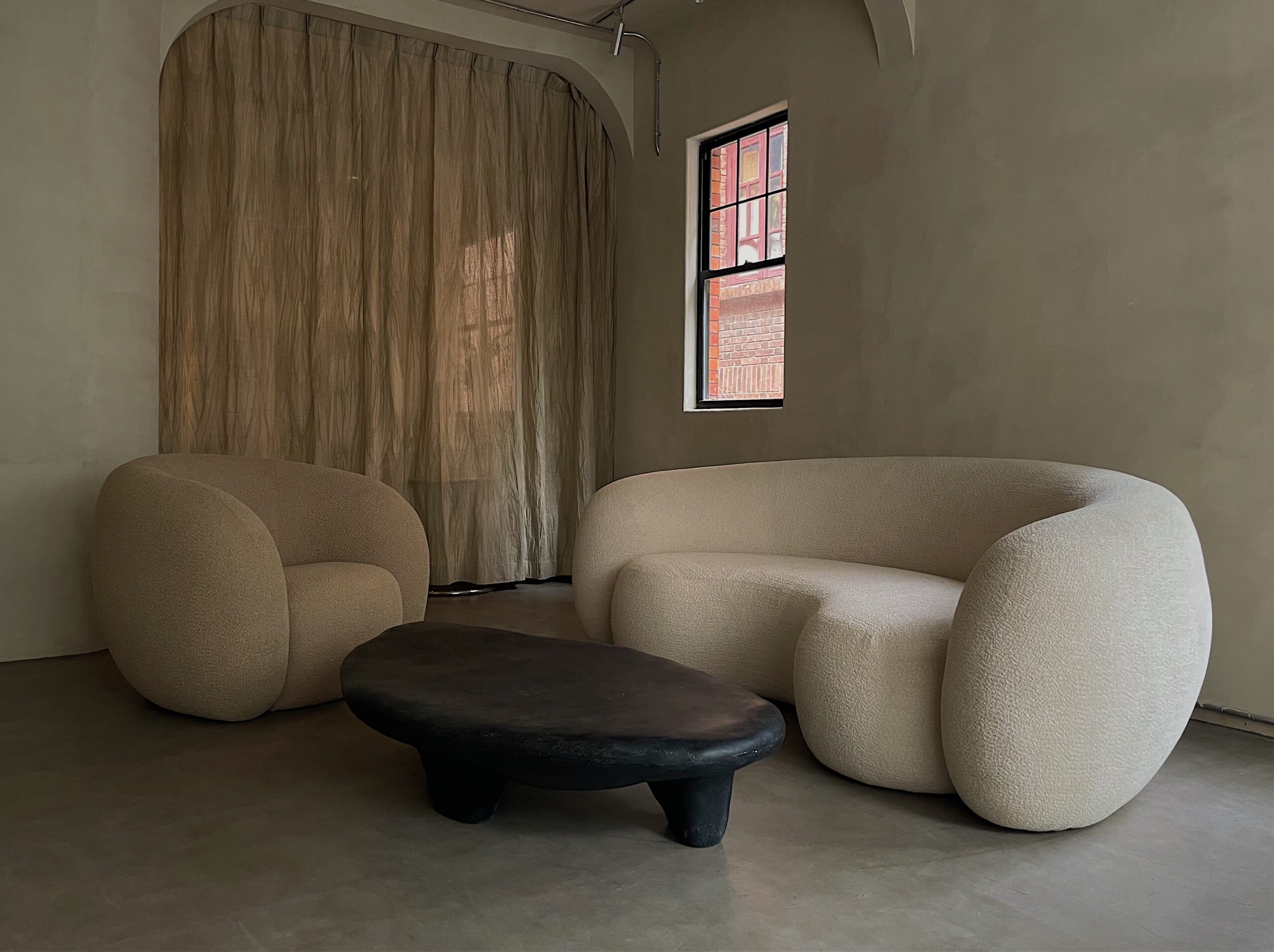 Mimimalist Design, Fiberglass Frame and Fabric Circular Lounge Chair by kar 4