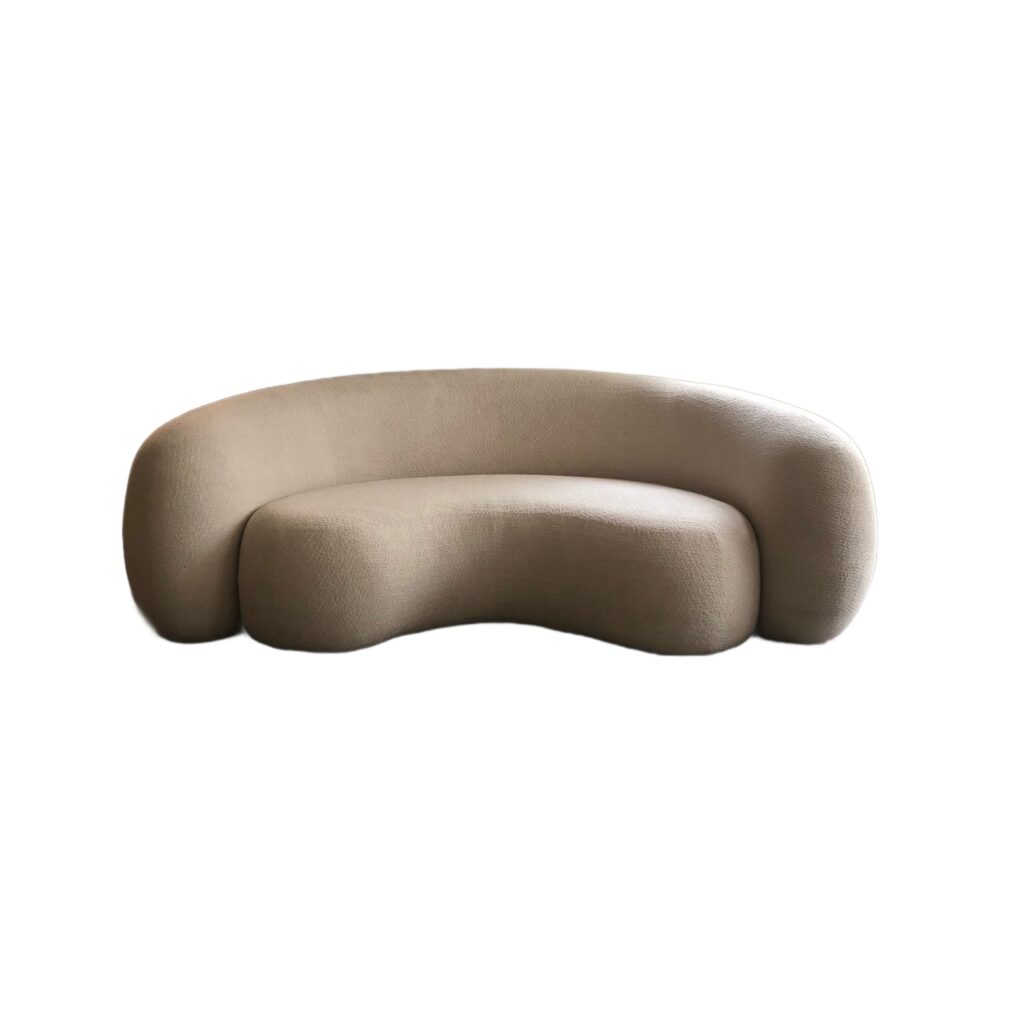 Minimalist Hand sculpted Circular Beige Fabric Sofa with MDF Frame by kar 1