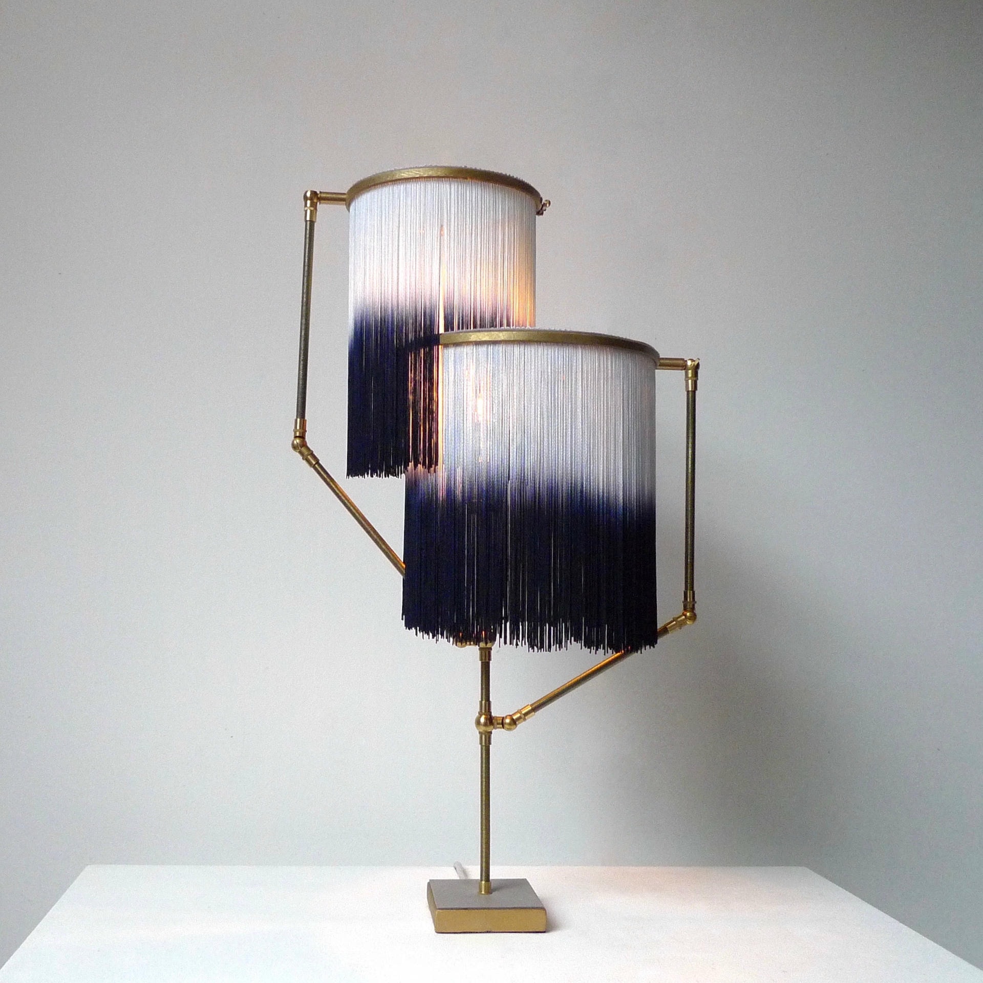 No. 21 Blue Fringes Dip Dyed Contemporary Art Table Lamp by Sander Bottinga 4