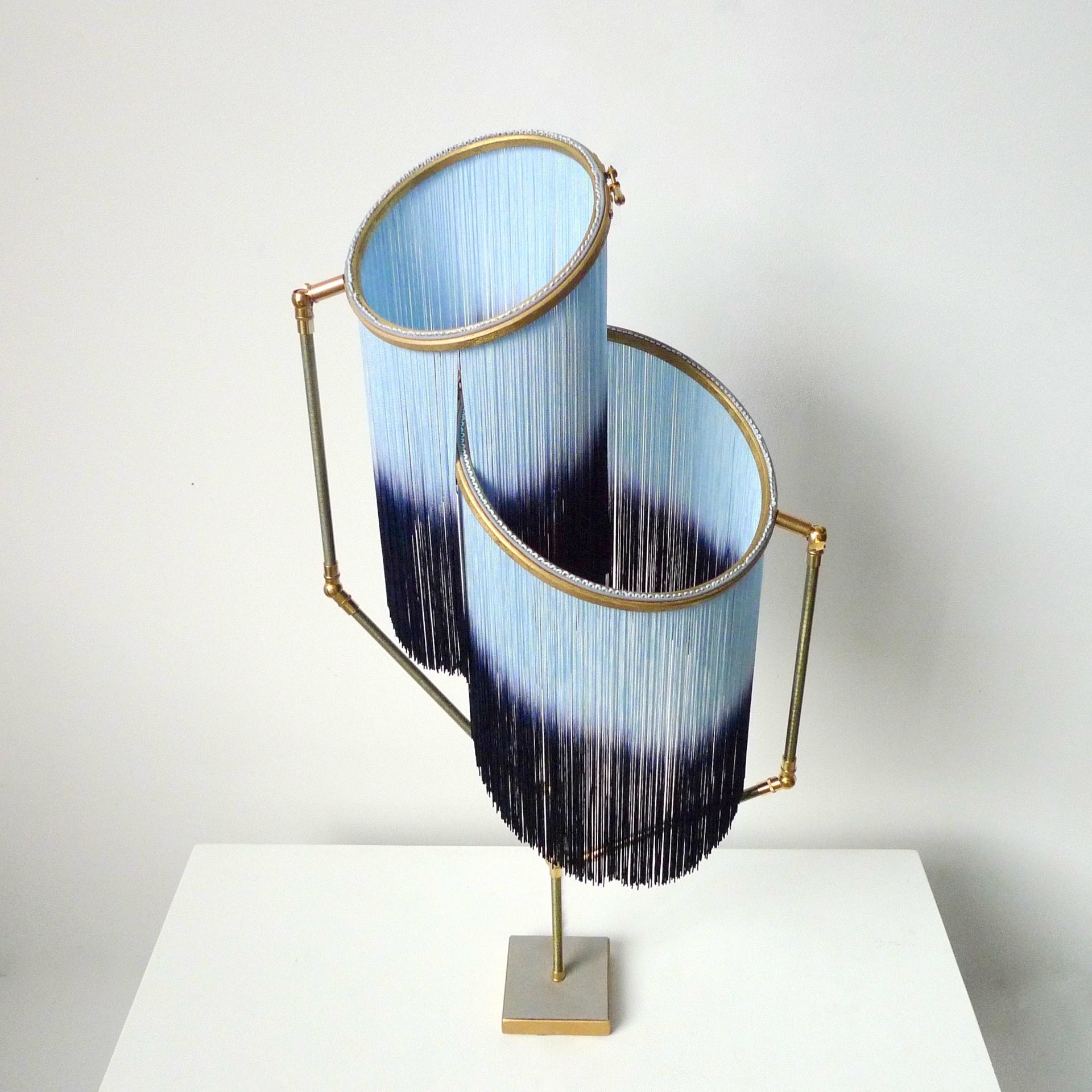 No. 21 Blue Fringes Dip Dyed Contemporary Art Table Lamp by Sander Bottinga 5