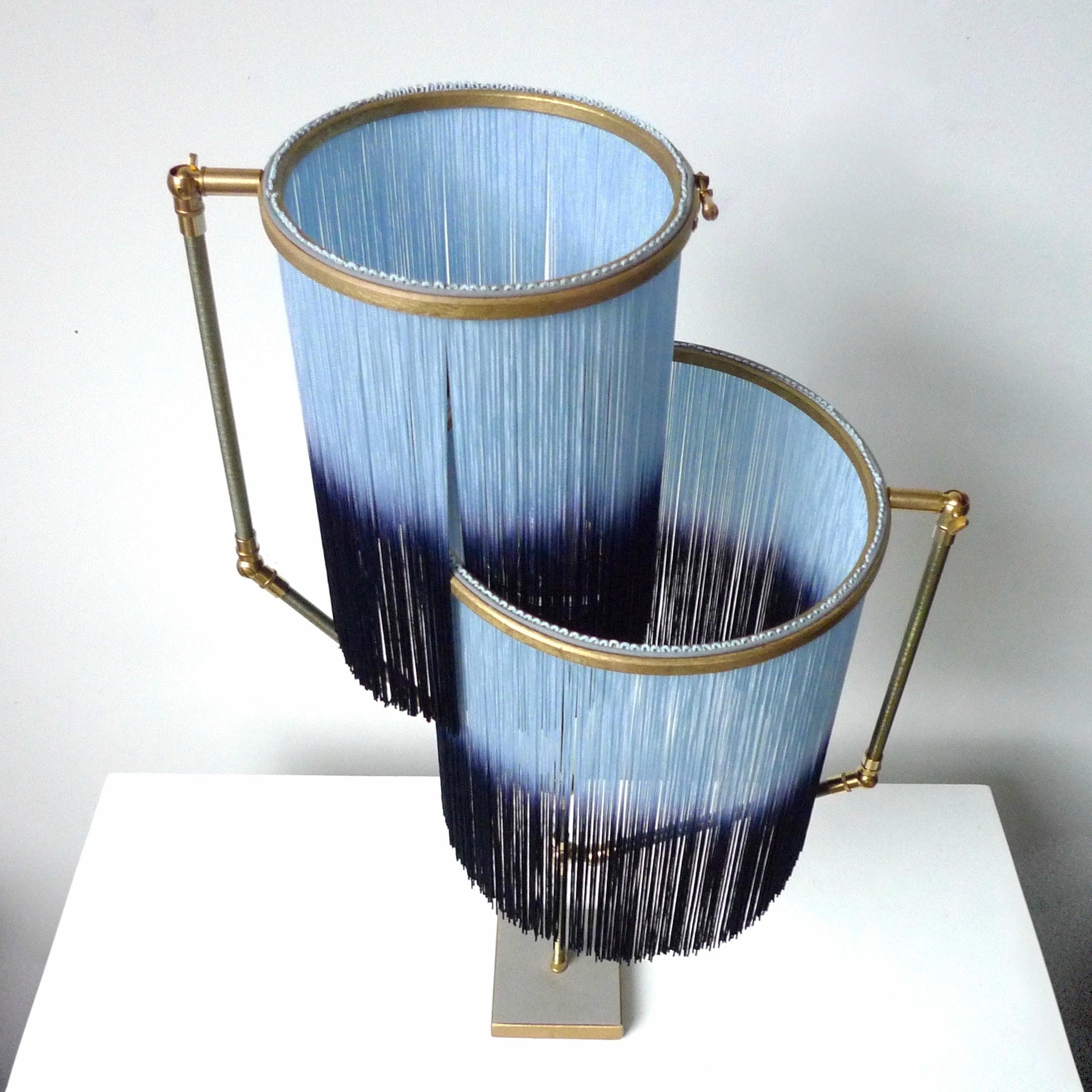 No. 21 Blue Fringes Dip Dyed Contemporary Art Table Lamp by Sander Bottinga 6