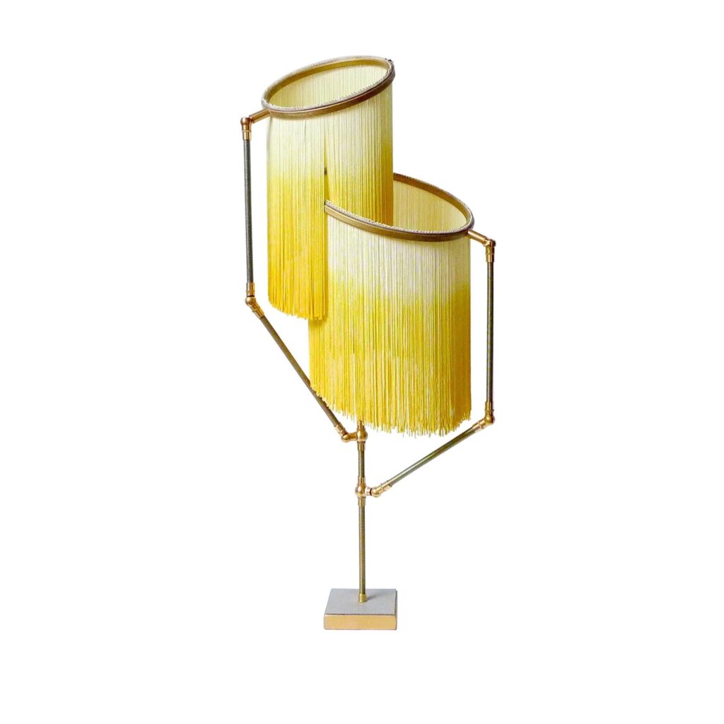 No.21 A Yellow Charme Fringes Dip Dyed Table Lamp by Sander Bottinga 1