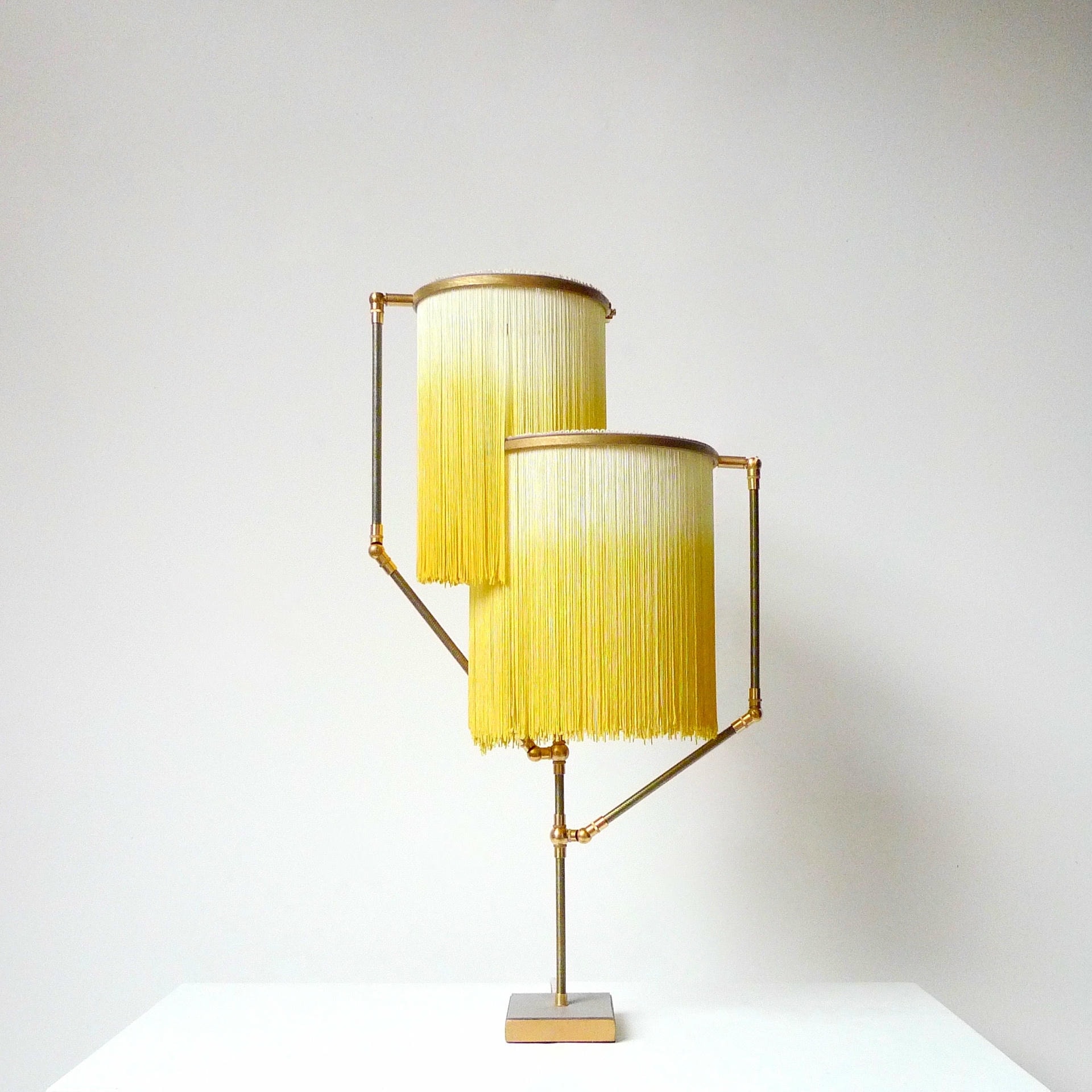 No.21 A Yellow Charme Fringes Dip Dyed Table Lamp by Sander Bottinga 2