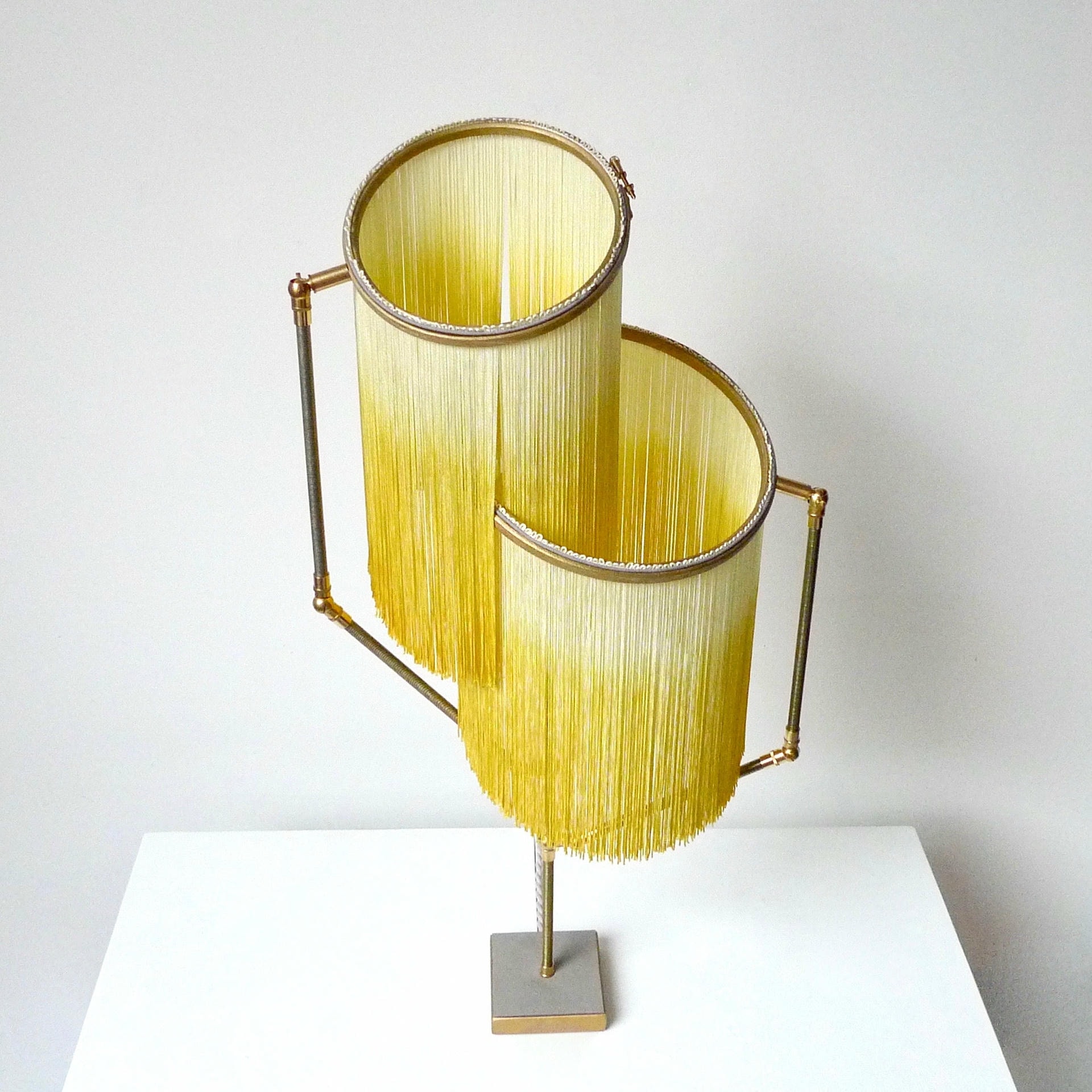 No.21 A Yellow Charme Fringes Dip Dyed Table Lamp by Sander Bottinga 3