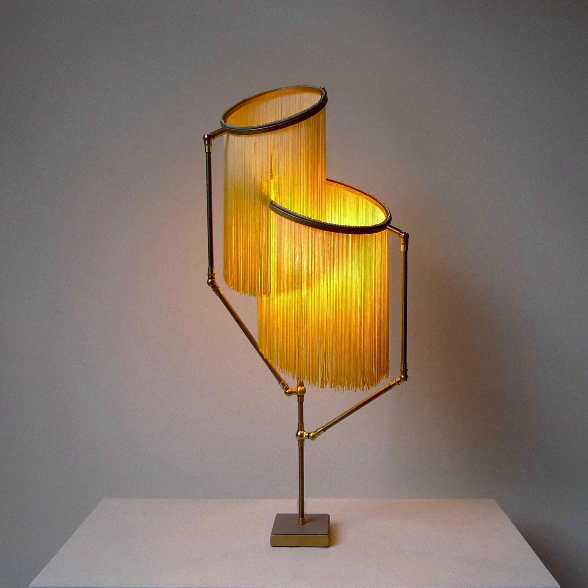 No.21 A Yellow Charme Fringes Dip Dyed Table Lamp by Sander Bottinga 4