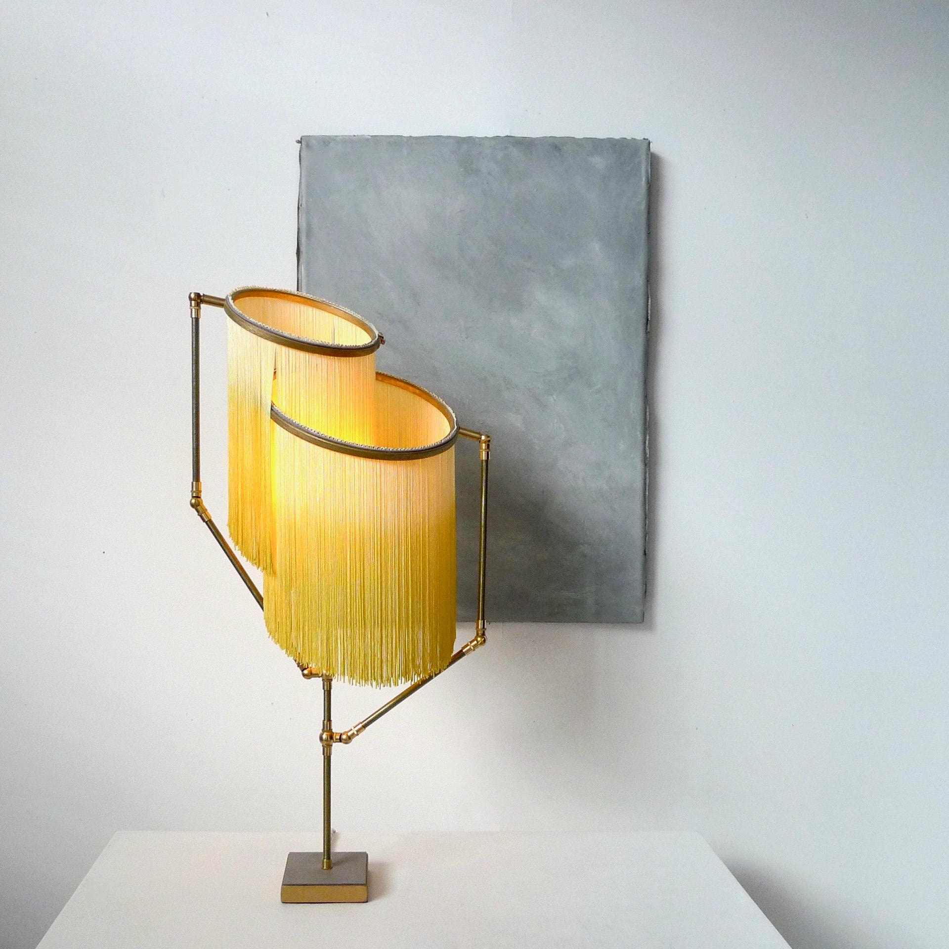 No.21 A Yellow Charme Fringes Dip Dyed Table Lamp by Sander Bottinga 7