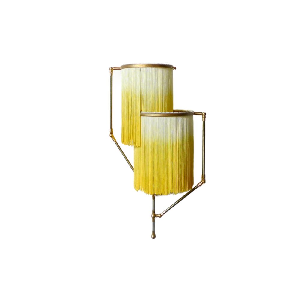 No.23 A Yellow Charme Fringes Dip Dyed Sconce Lamp by Sander Bottinga 1