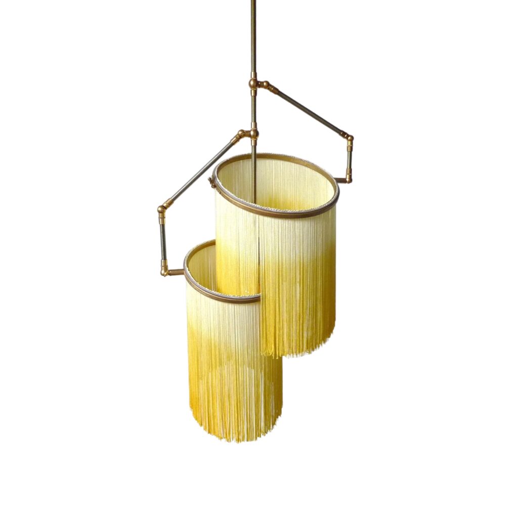 No.24 A Yellow Charme Fringes Dip Dyed Pendant Lamp by Sander Bottinga 1