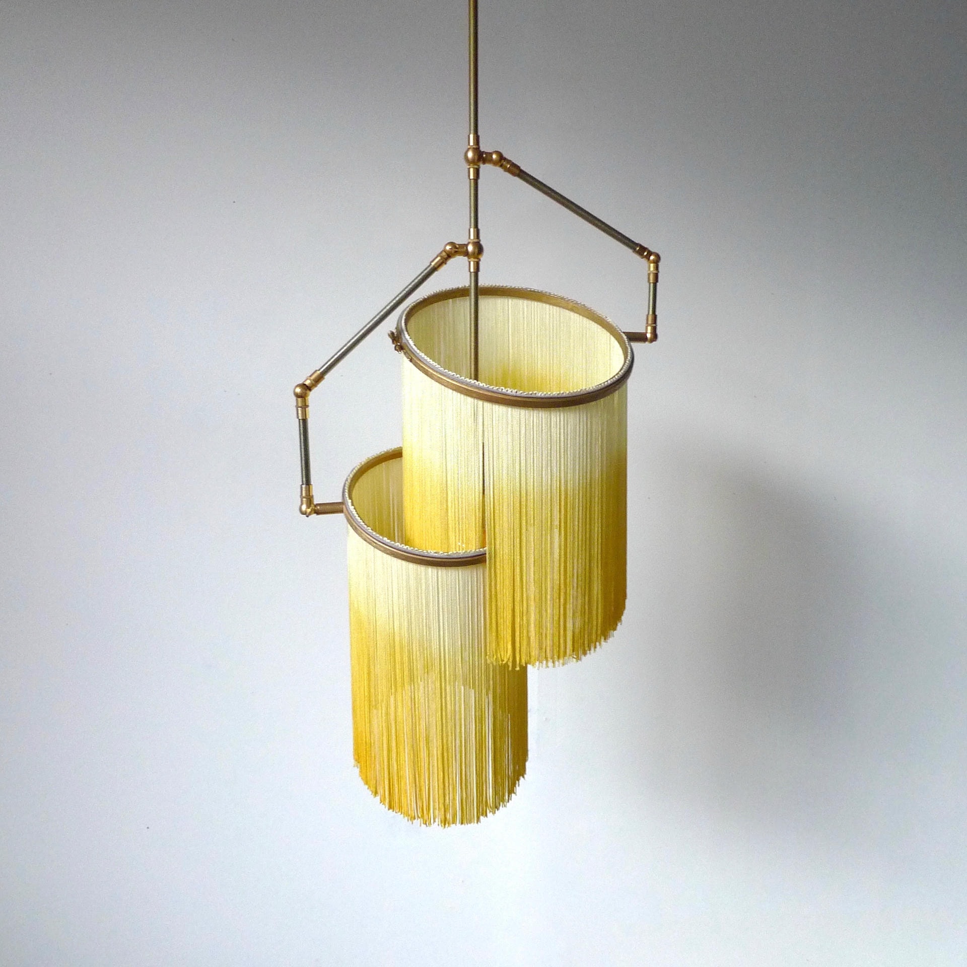 No.24 A Yellow Charme Fringes Dip Dyed Pendant Lamp by Sander Bottinga 2