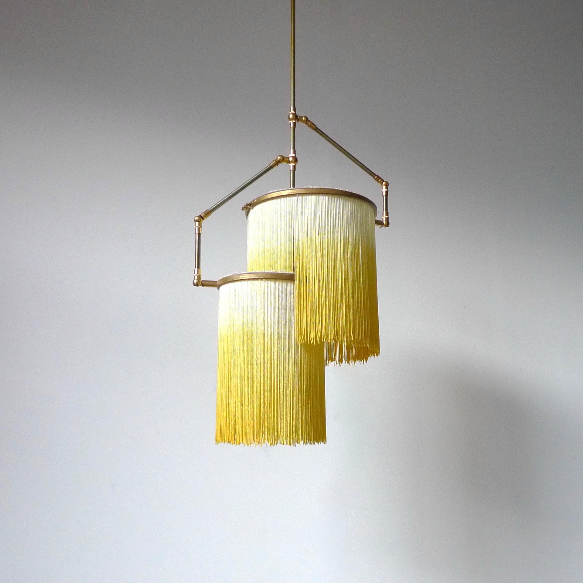 No.24 A Yellow Charme Fringes Dip Dyed Pendant Lamp by Sander Bottinga 4