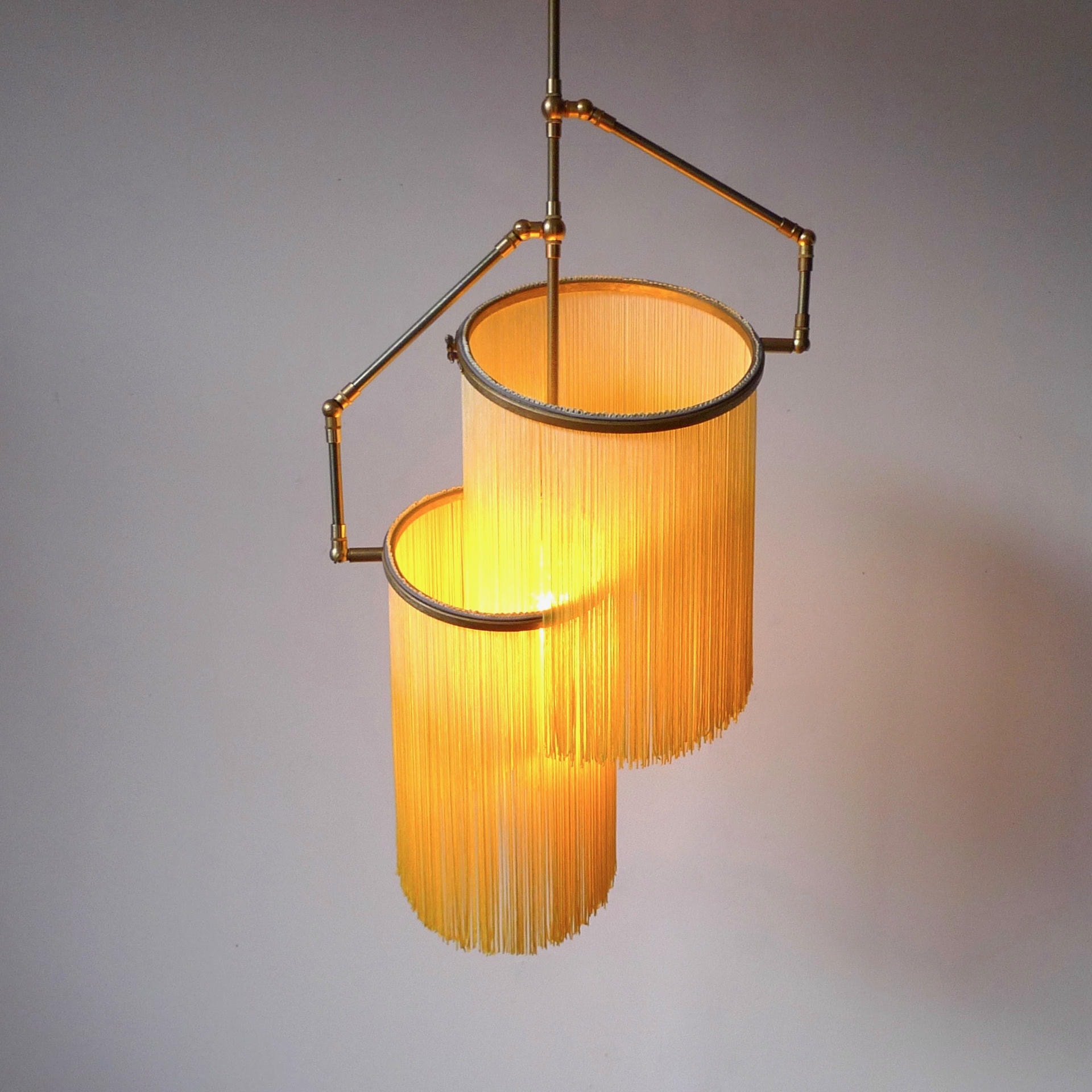 No.24 A Yellow Charme Fringes Dip Dyed Pendant Lamp by Sander Bottinga 5