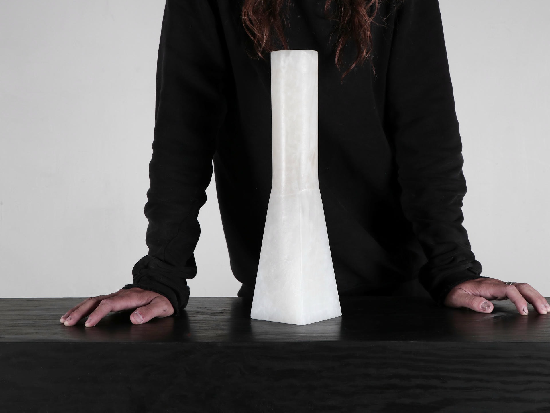 Sleek Modern, Natural White Onyx Contemporary Vase by Lucas Tyra Morten 8