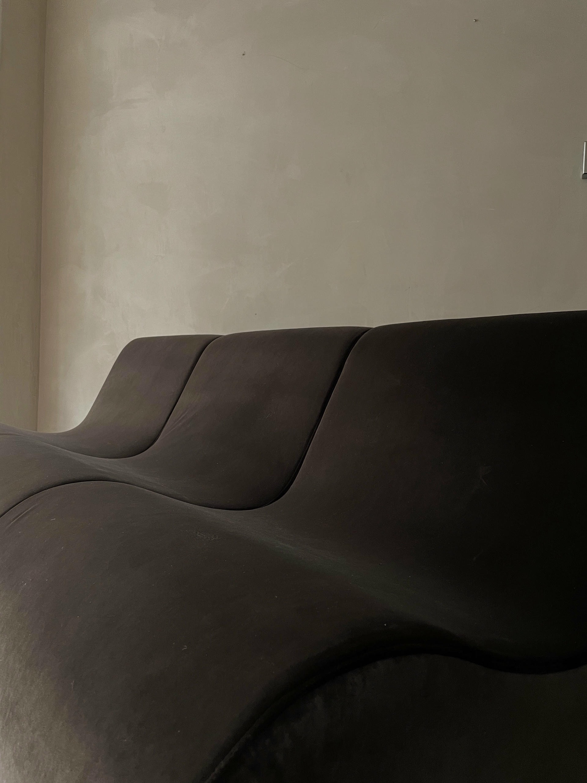 Wood Frame, Organic Dark Brown Fabric Modular Sofa by kar 3