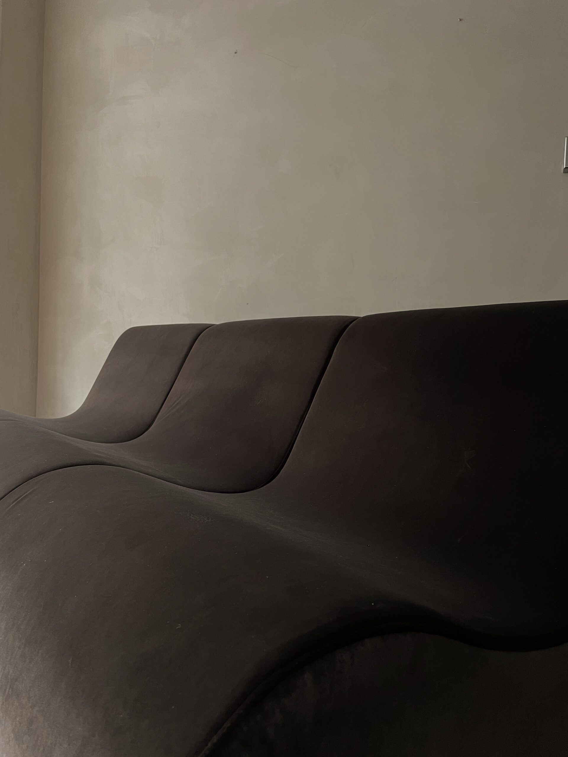 Wood Frame, Organic Dark Brown Fabric Modular Sofa by kar 3