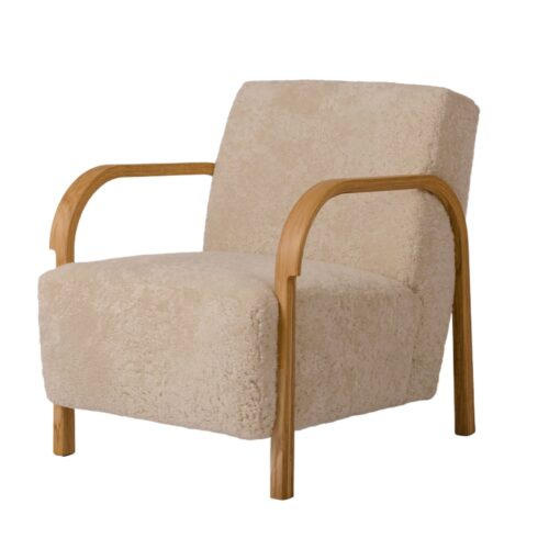 ARCH Lounge Chair in Oak and Sheepskin Upholstery by Mazo Design 1