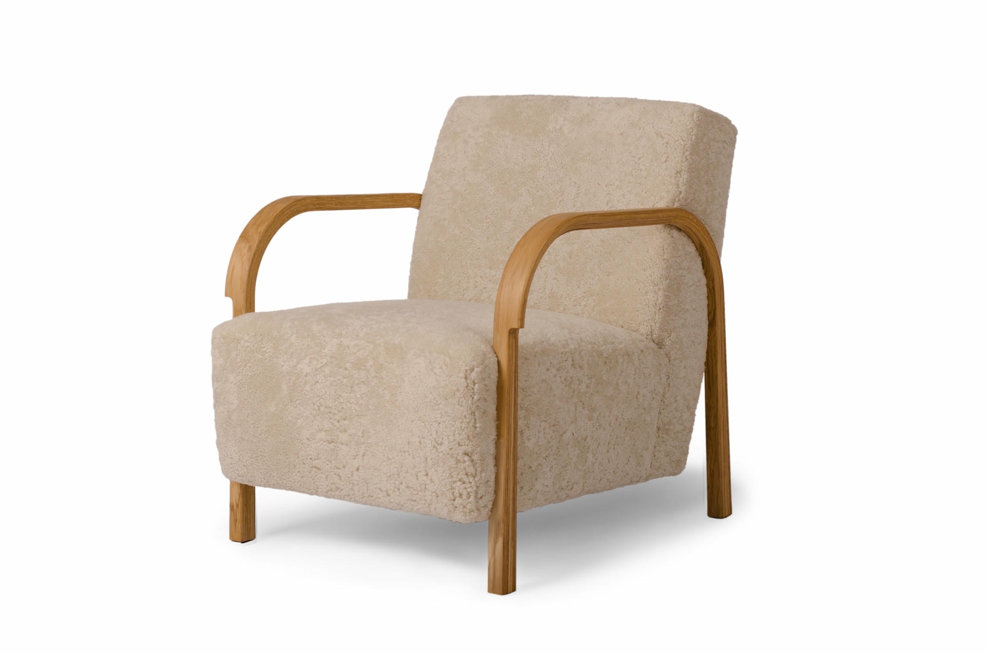 ARCH Lounge Chair in Oak and Sheepskin Upholstery by Mazo Design 2