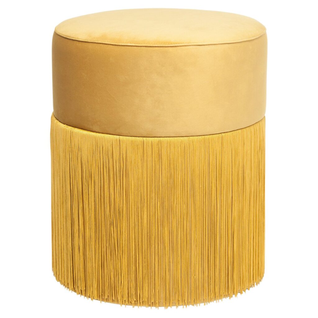 Pouf Pill S Contemporary Sculptural Pouf with Velvet and Fringes by Houtique 1