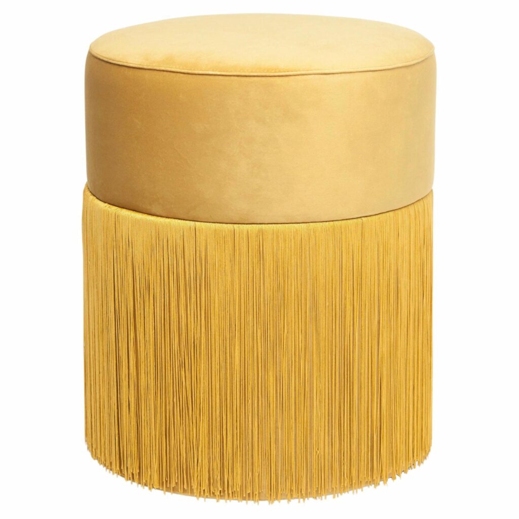 Pouf Pill S Contemporary Sculptural Pouf with Velvet and Fringes by Houtique 1