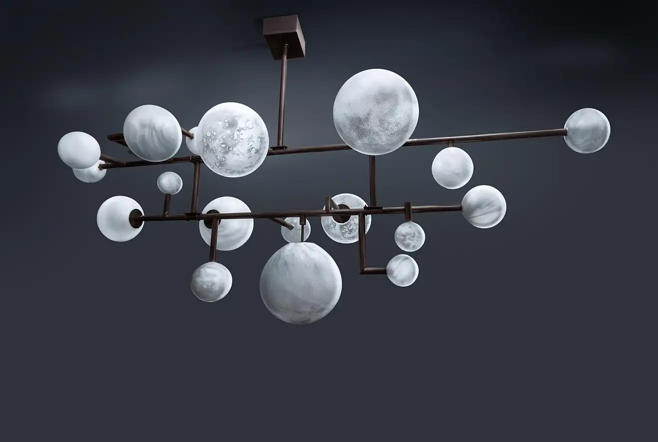 Balanced Planets Chandelier by Ludovic Clément d'armont - Galerie Philia