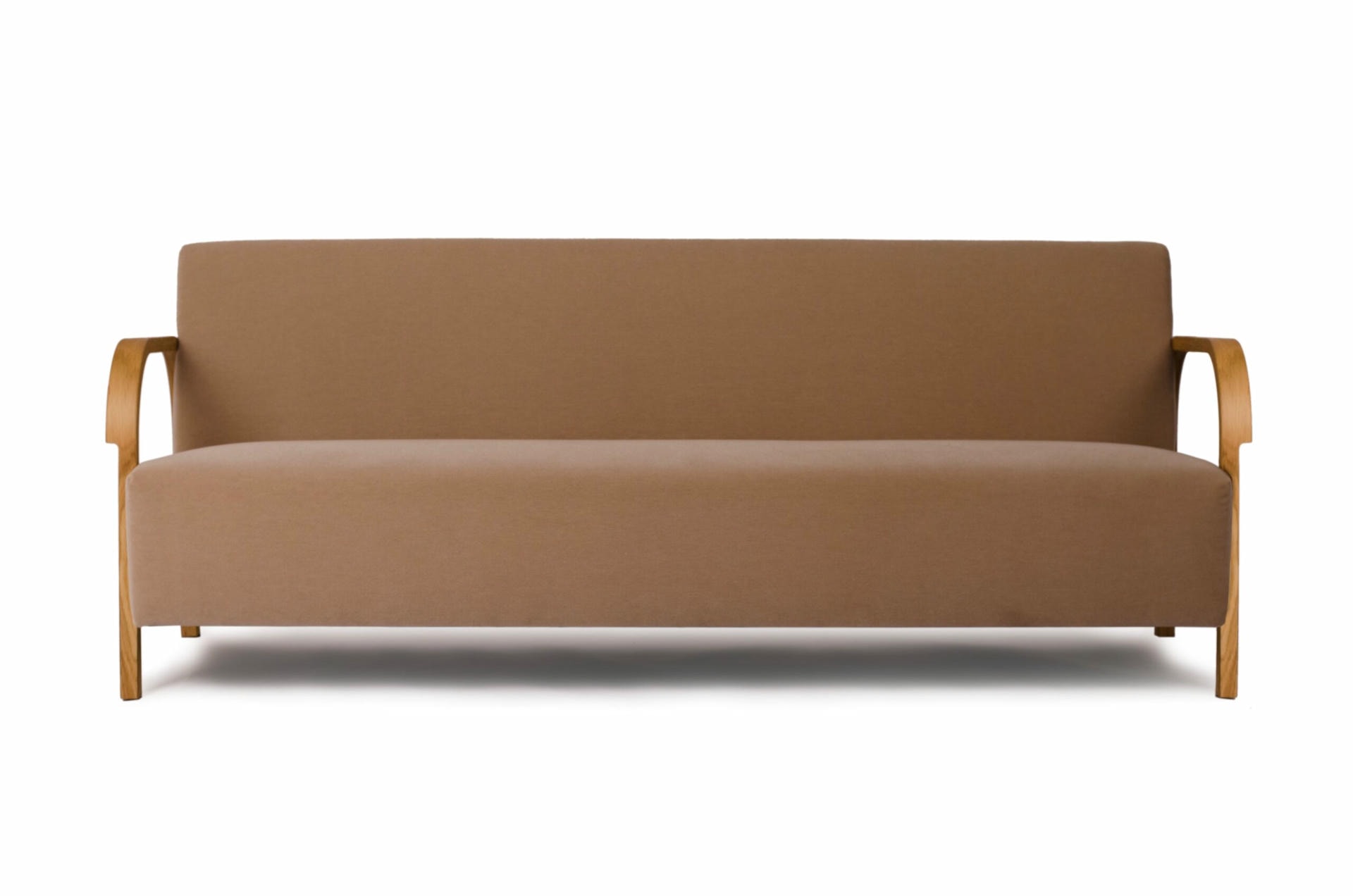 Brown ARCH 3 Seater Sofa in Oak and DAWMcnutt Upholstery by Mazo Design 2