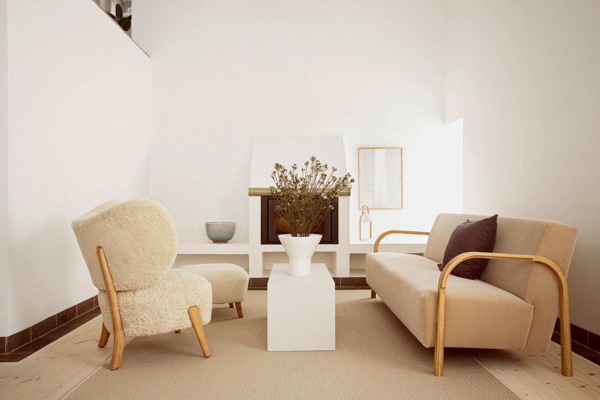 Brown ARCH 3 Seater Sofa in Oak and DAWMcnutt Upholstery by Mazo Design 5