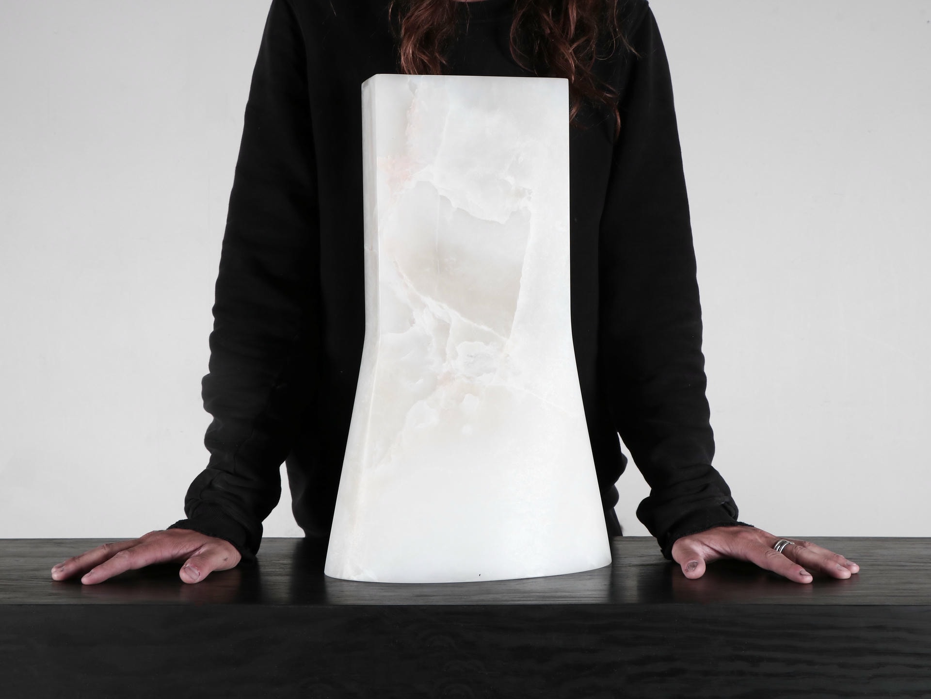 Limited Edition, Contemporary Oval Natural White Onyx Vase by Lucas Tyra Morten 5