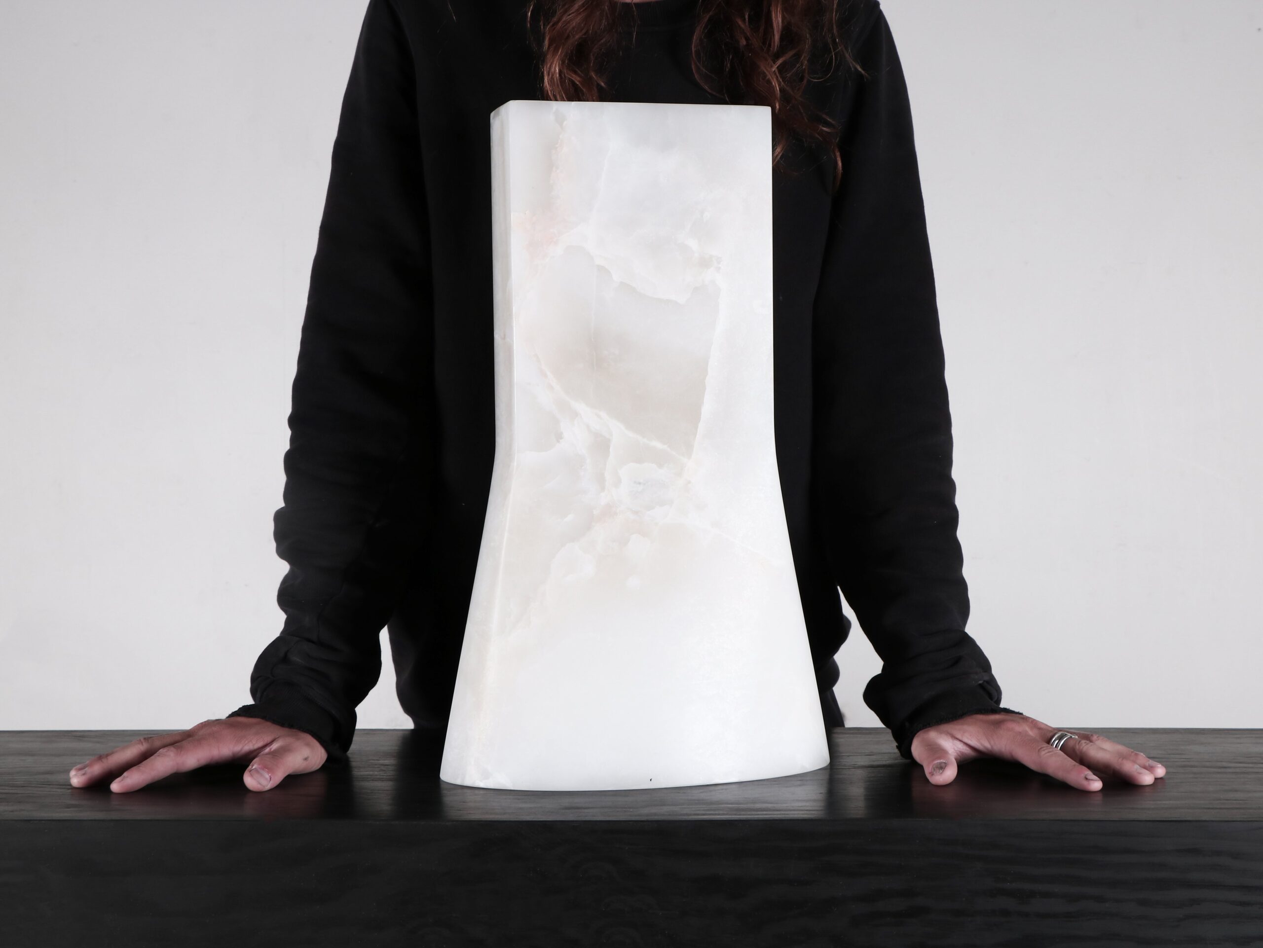 Limited Edition, Contemporary Oval Natural White Onyx Vase by Lucas Tyra Morten 5
