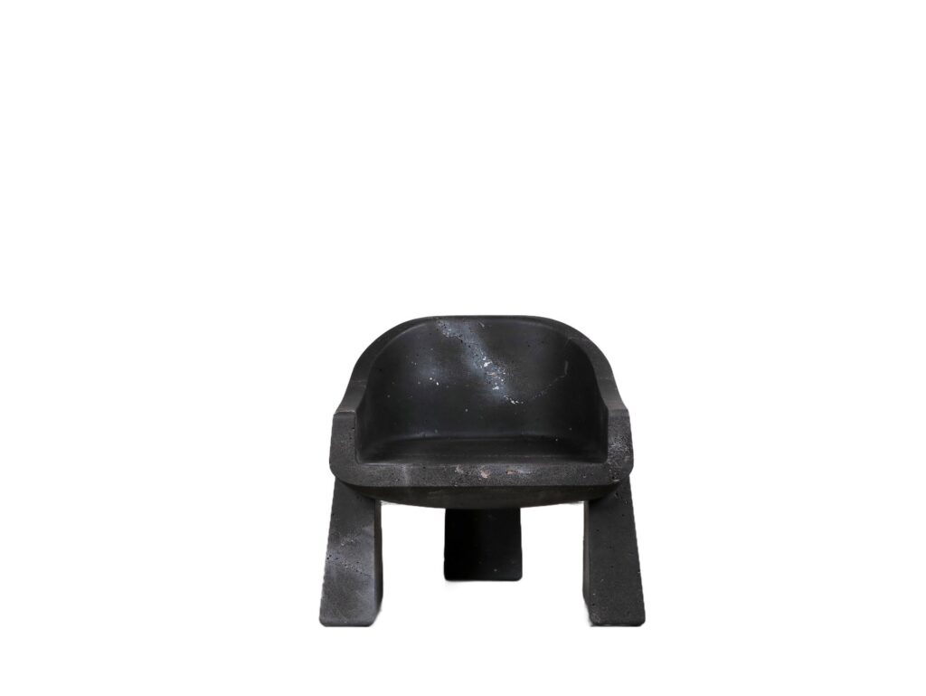 Limited Edition, Hand sculpted Black Basalt Chair by Lucas Tyra Morten 1