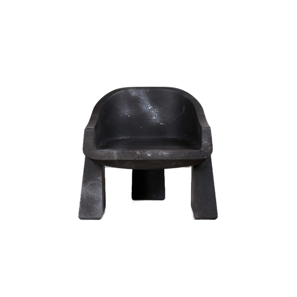 Limited Edition, Hand sculpted Black Basalt Chair by Lucas Tyra Morten 1