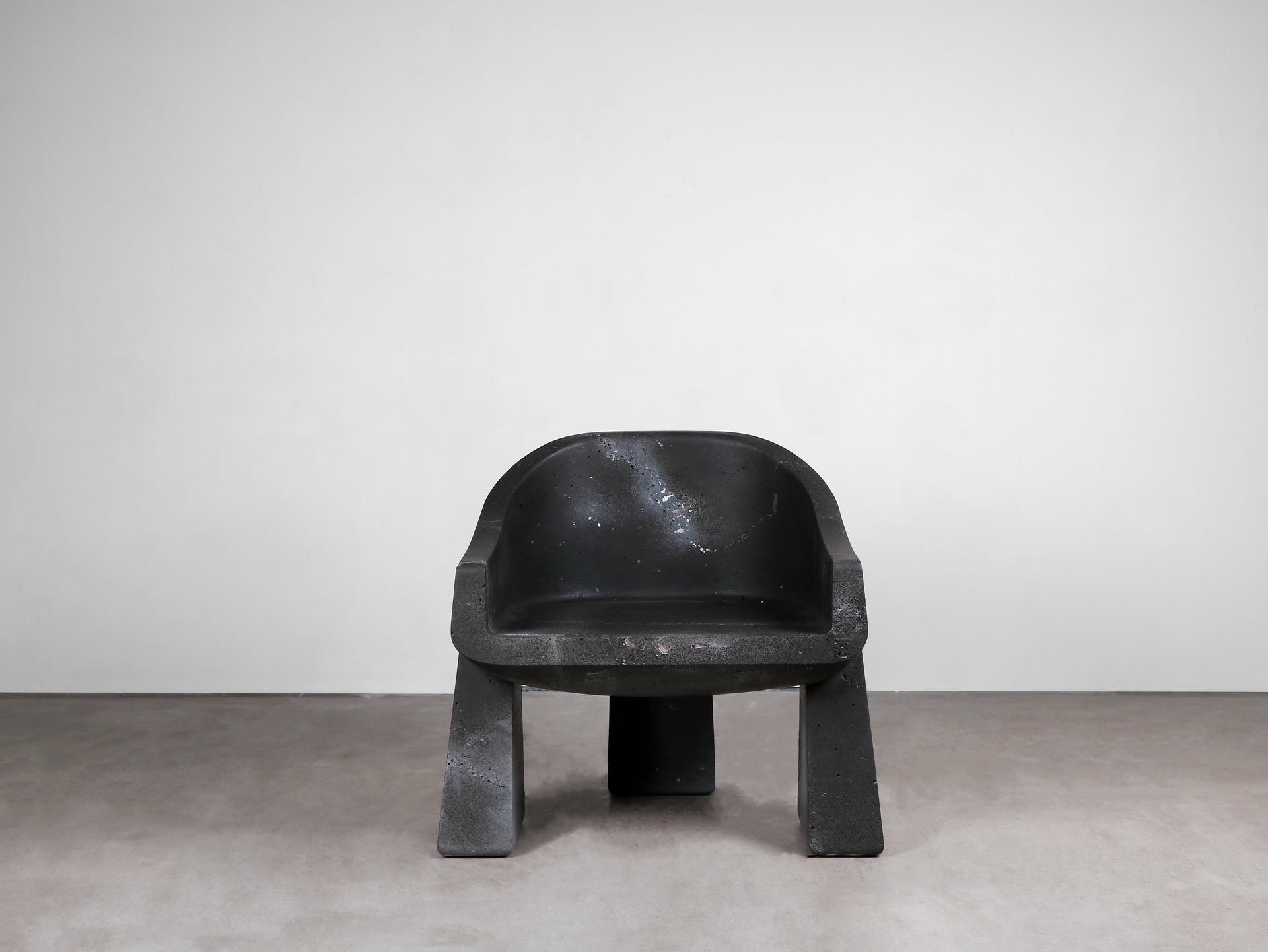 Limited Edition, Hand sculpted Black Basalt Chair by Lucas Tyra Morten 2
