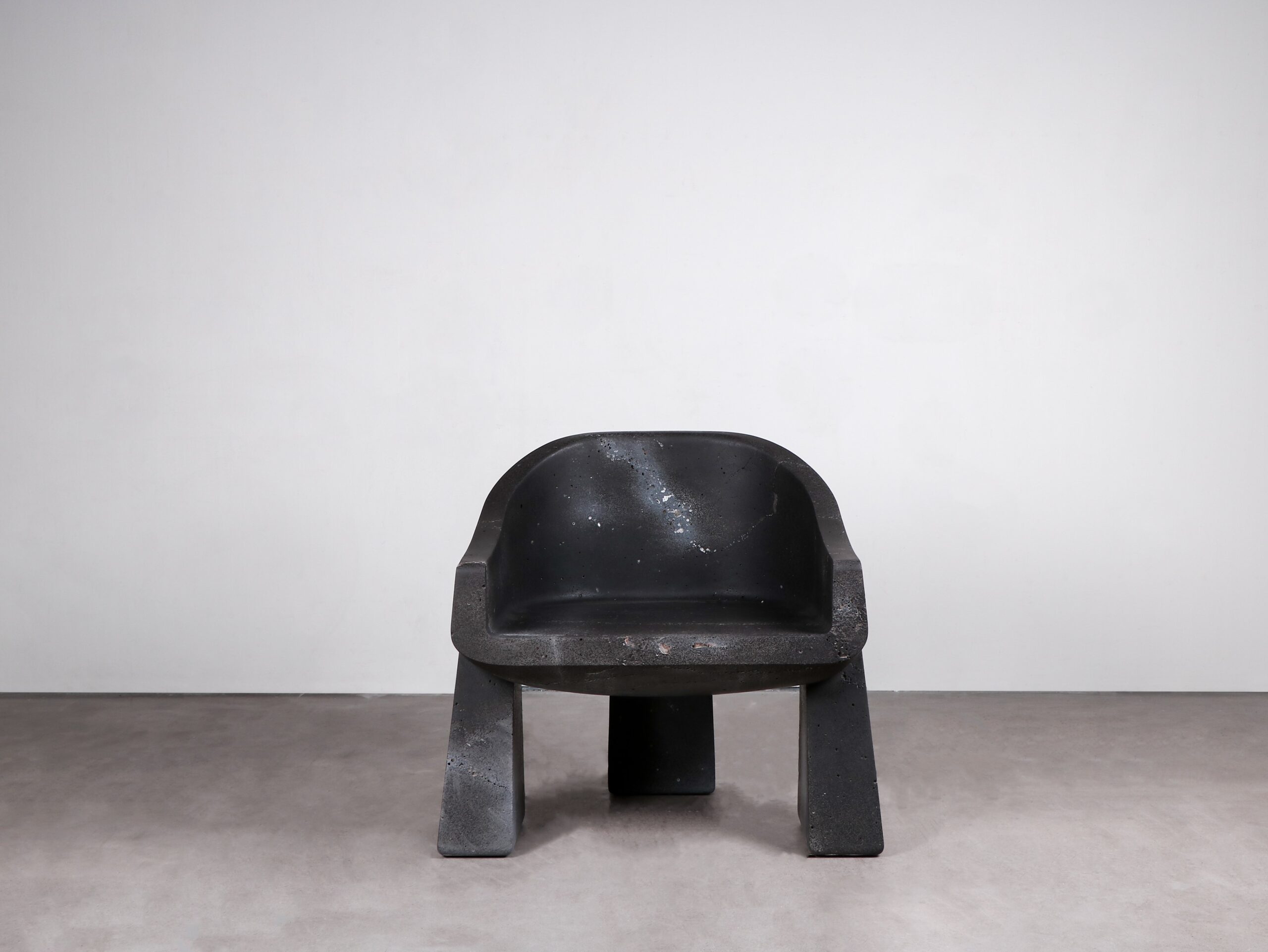 Limited Edition, Hand sculpted Black Basalt Chair by Lucas Tyra Morten 2