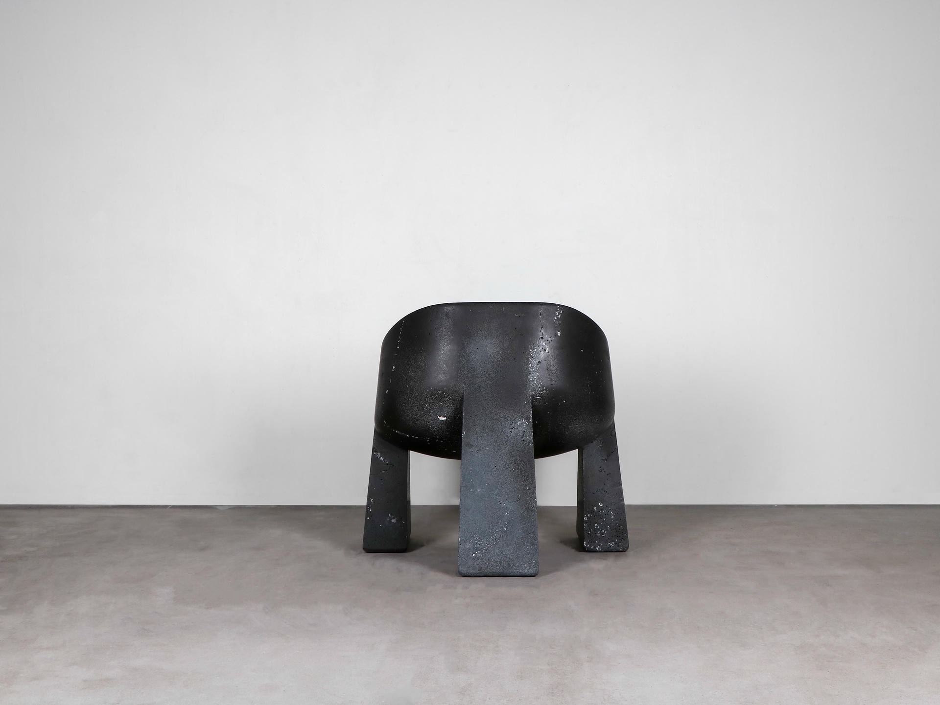 Limited Edition, Hand sculpted Black Basalt Chair by Lucas Tyra Morten 3