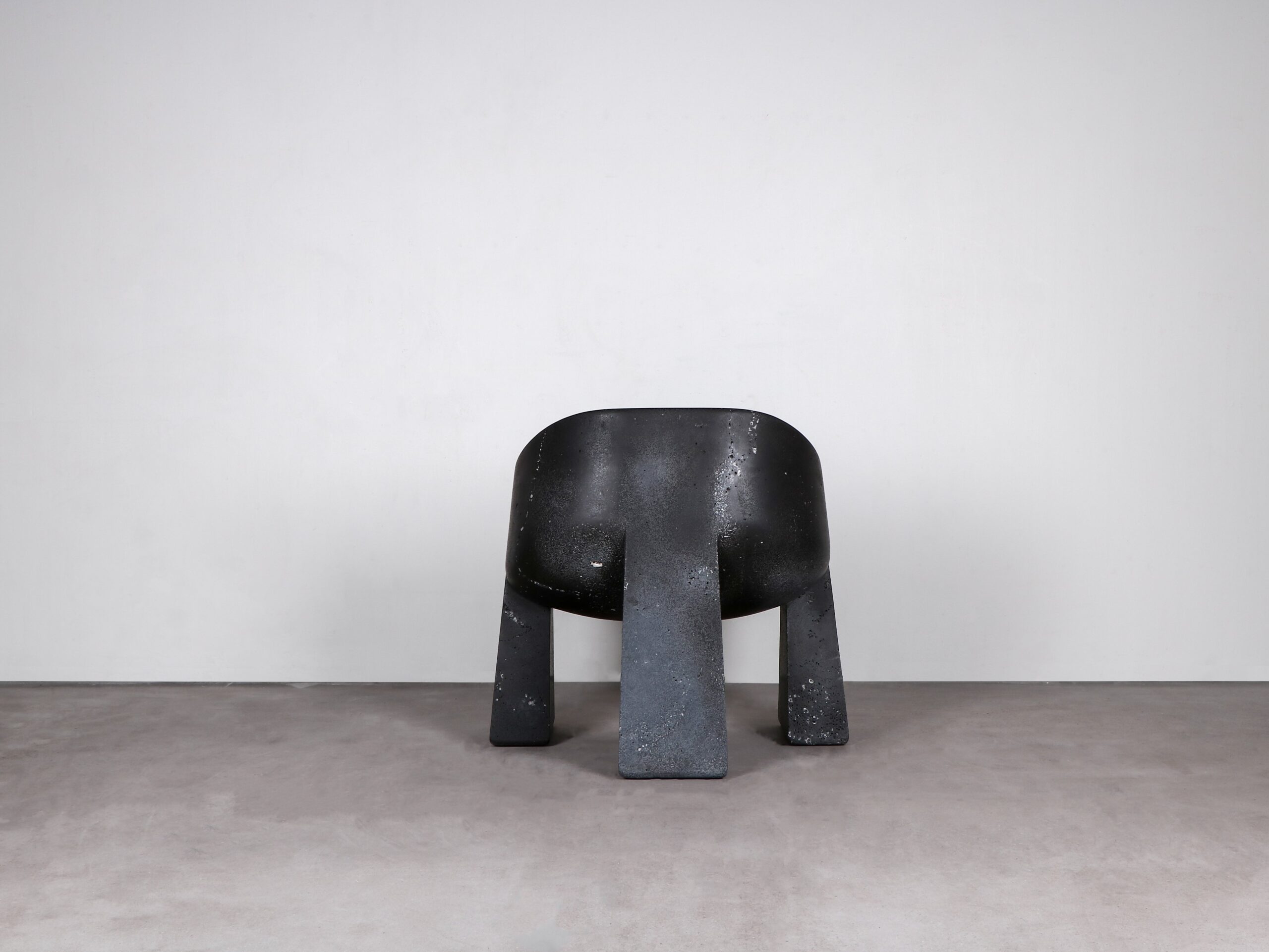 Limited Edition, Hand sculpted Black Basalt Chair by Lucas Tyra Morten 3