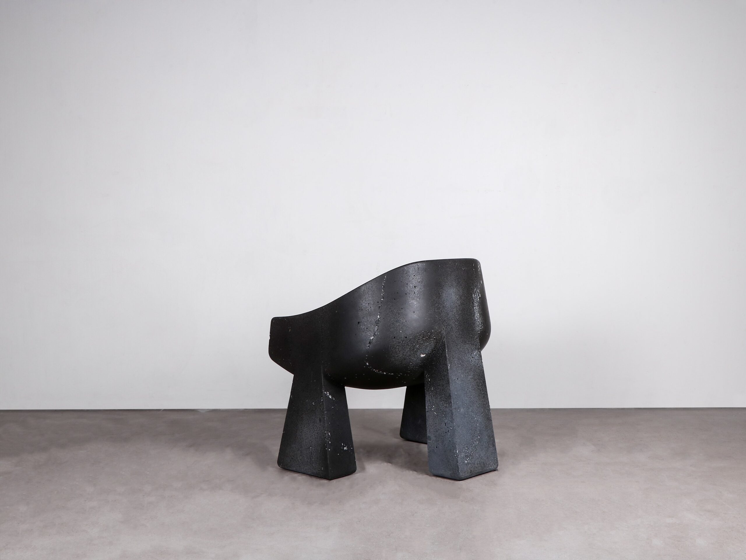 Limited Edition, Hand sculpted Black Basalt Chair by Lucas Tyra Morten 4