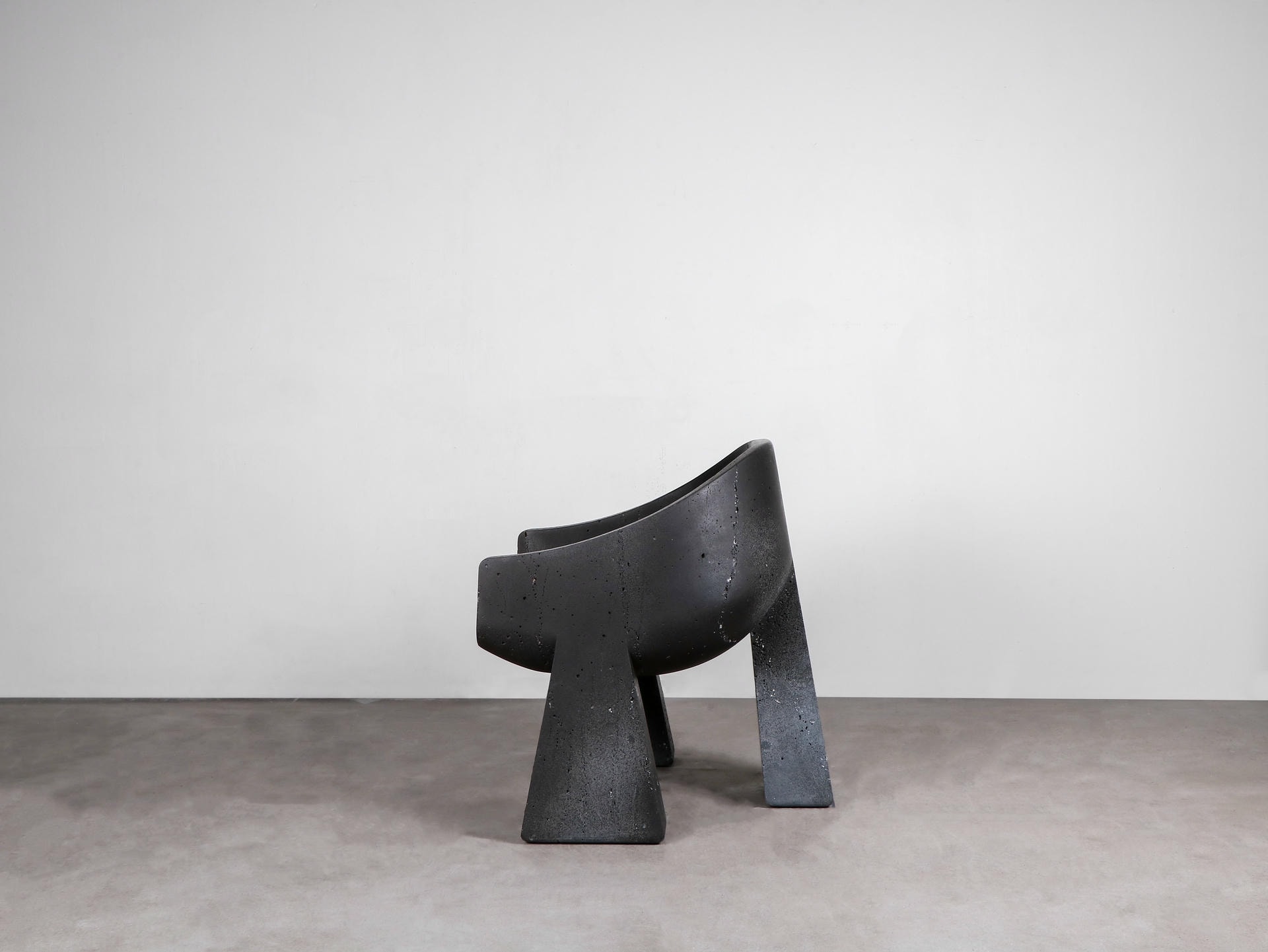 Limited Edition, Hand sculpted Black Basalt Chair by Lucas Tyra Morten 5