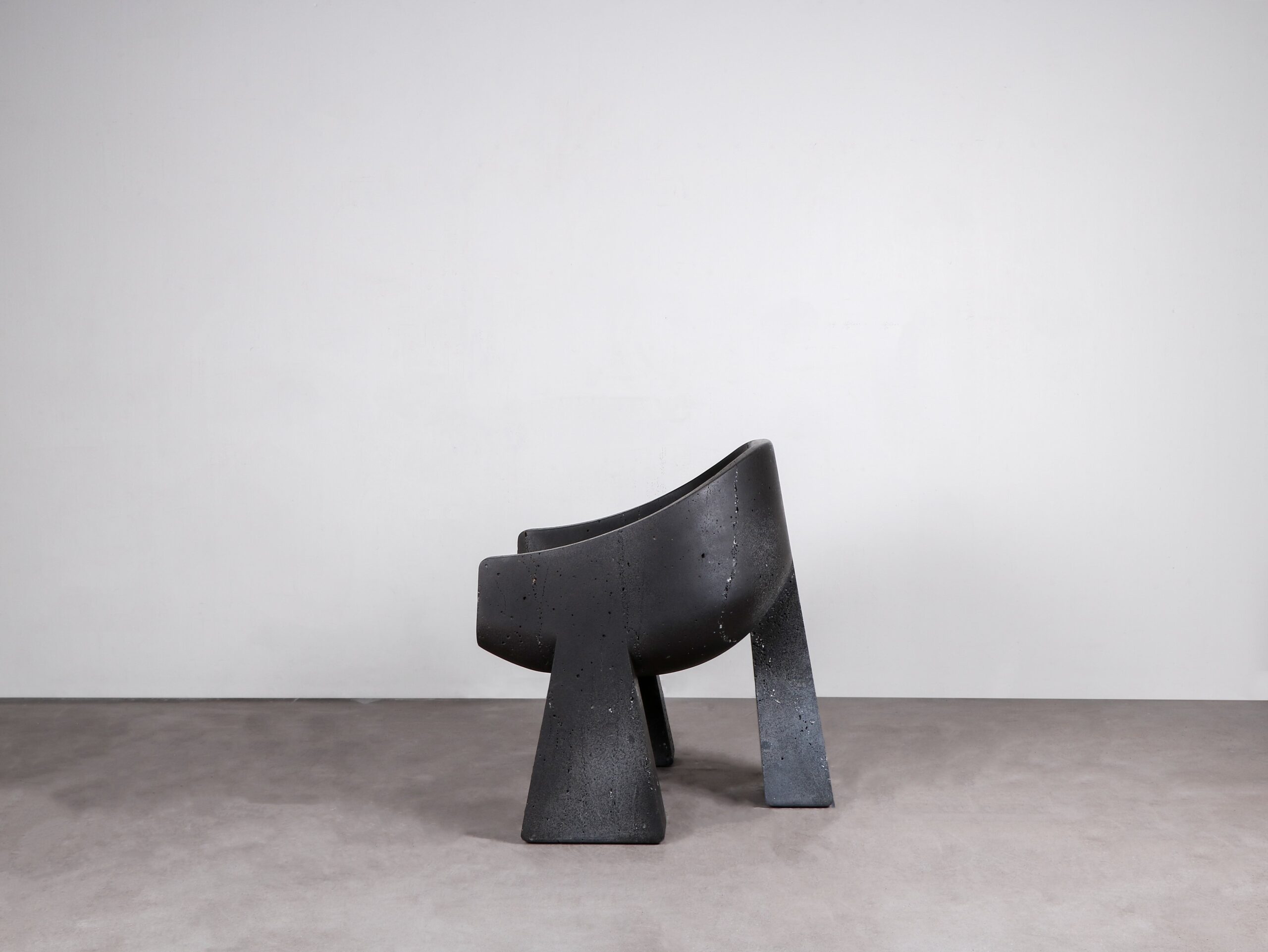 Limited Edition, Hand sculpted Black Basalt Chair by Lucas Tyra Morten 5