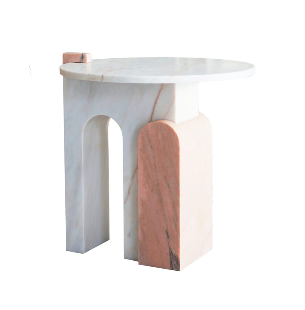 Pink Marble Side Table by Dovain Studio 1