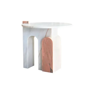 Pink Marble Side Table by Dovain Studio