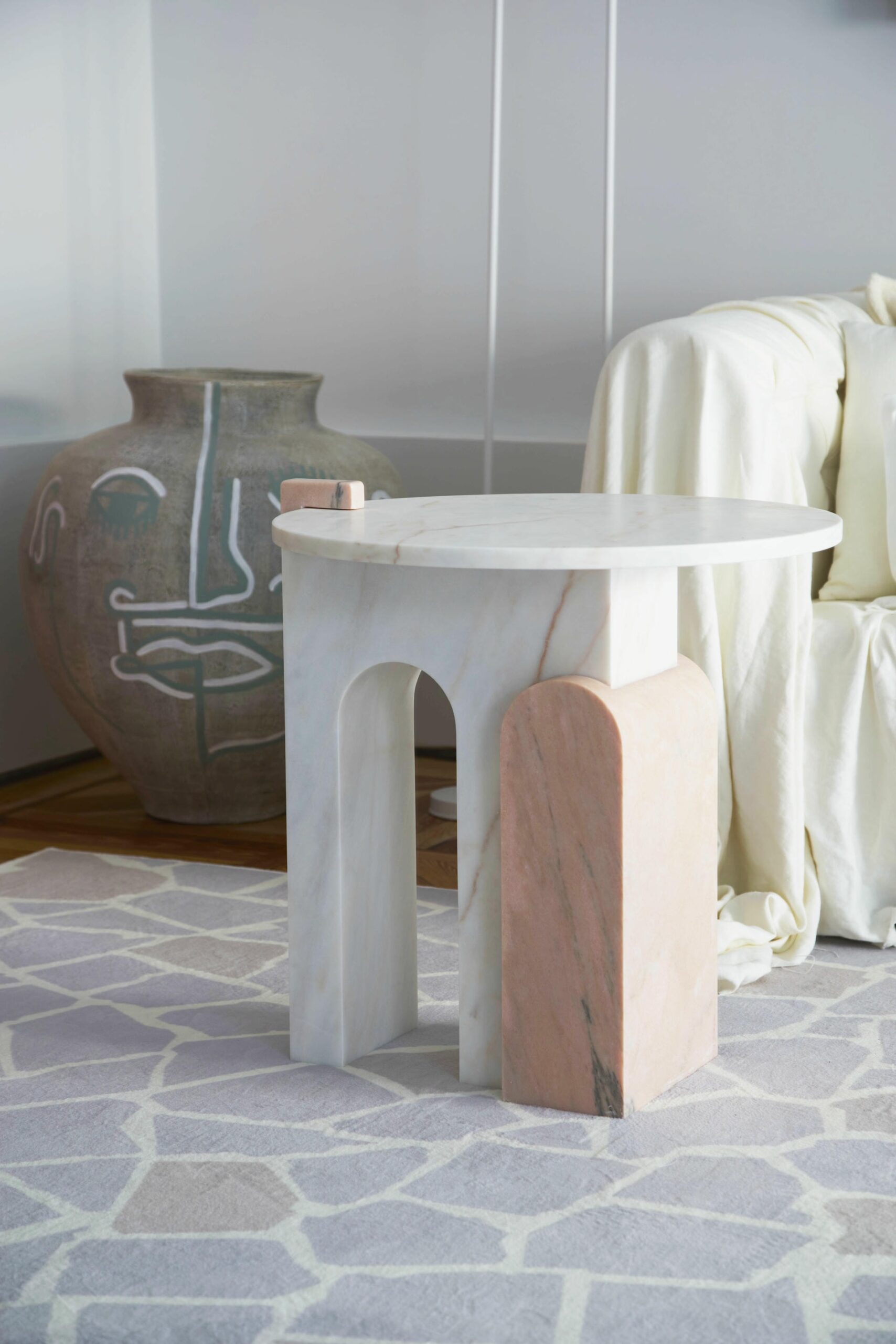 Pink Marble Side Table by Dovain Studio 2