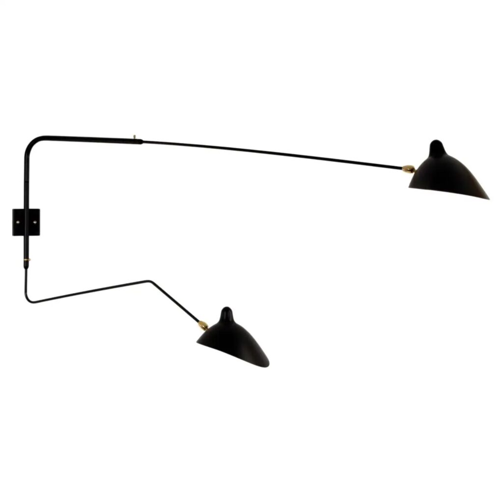 Sconce 2 Rotating Arms 1 Straight 1 Curved by Serge Mouille 1