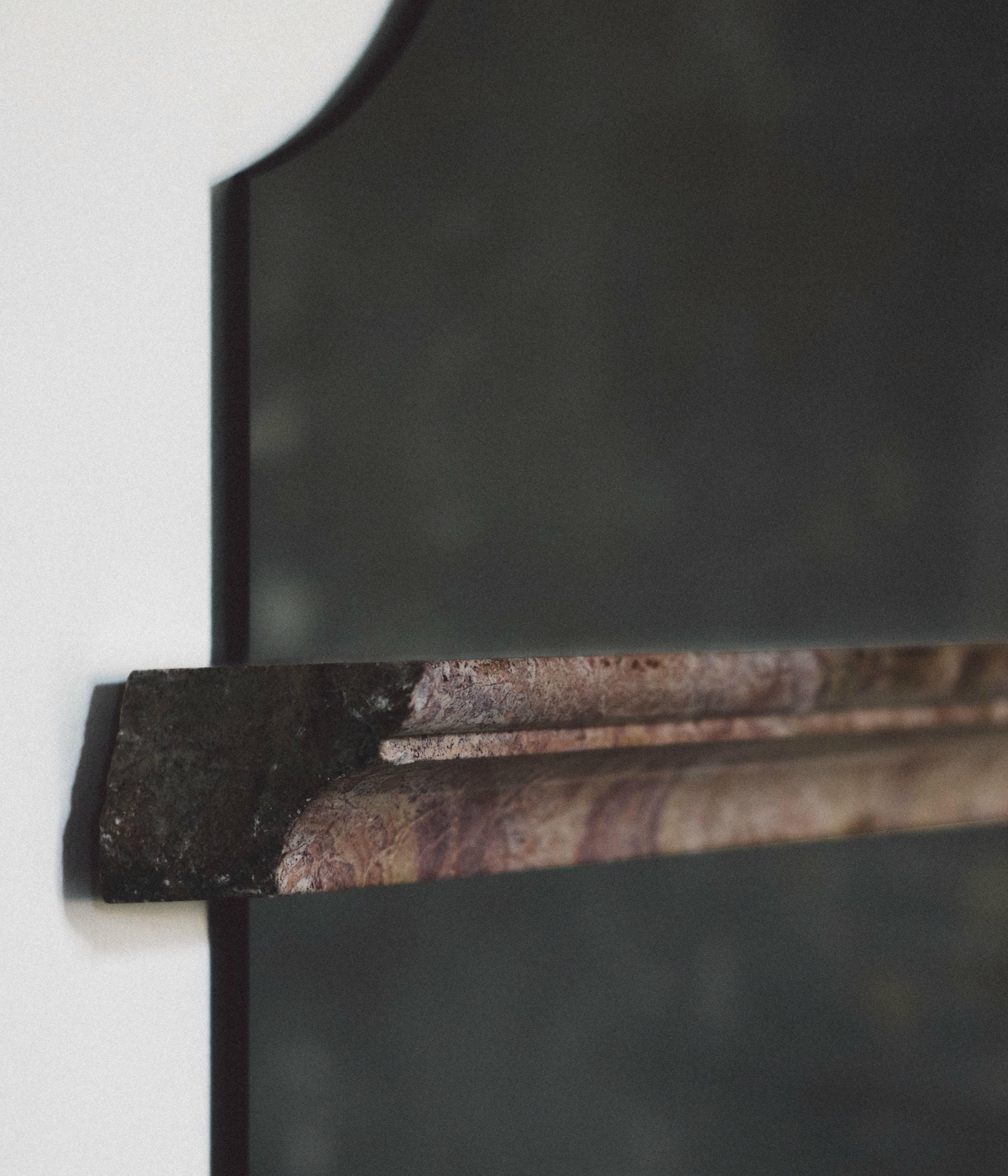 Unique Form Small Brown Marble and Silver Mirror by Frederic Saulou 5