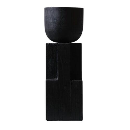 Black Iroko Wood Goblet Bowl, Signed Arno Declercq 1