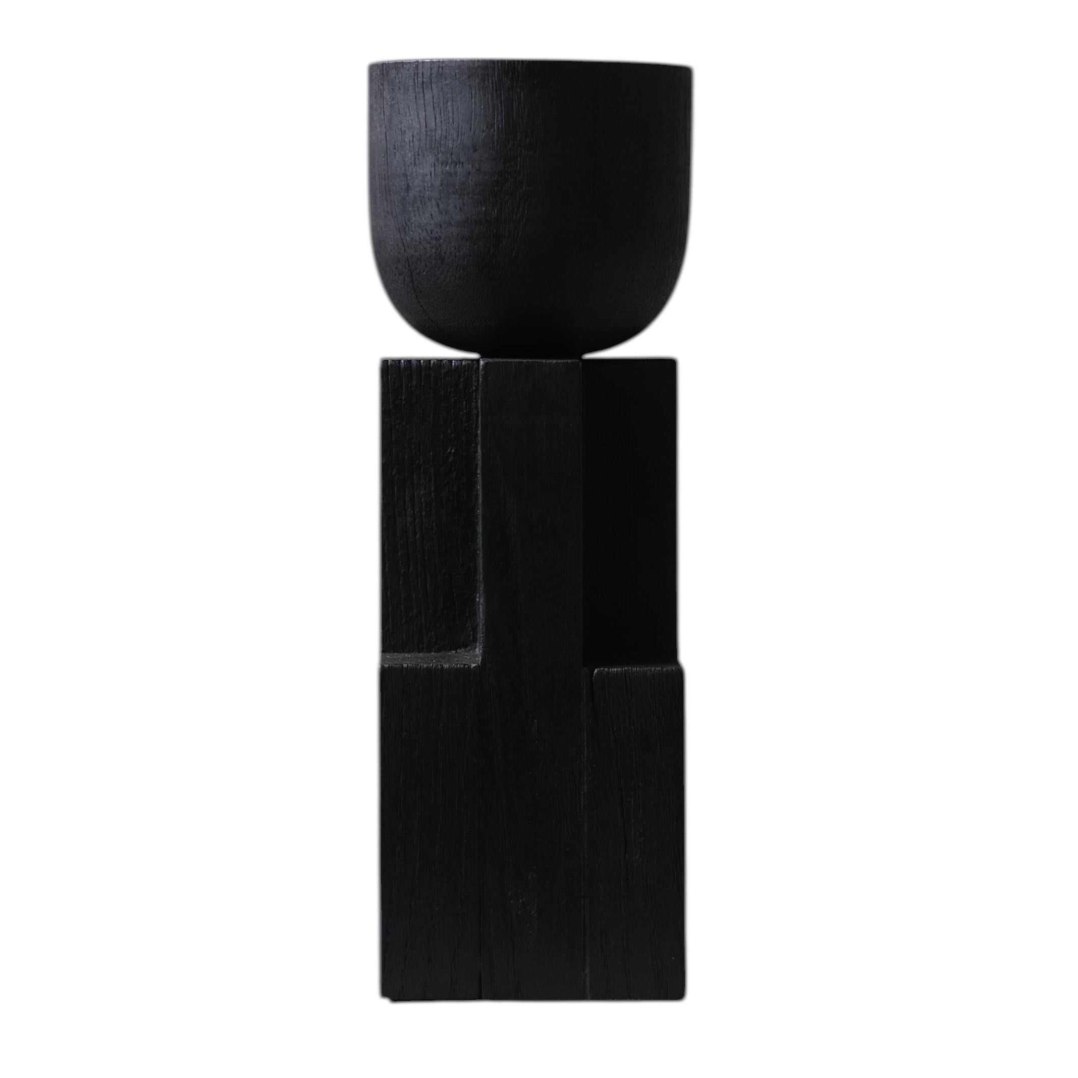 Black Iroko Wood Goblet Bowl, Signed Arno Declercq 1