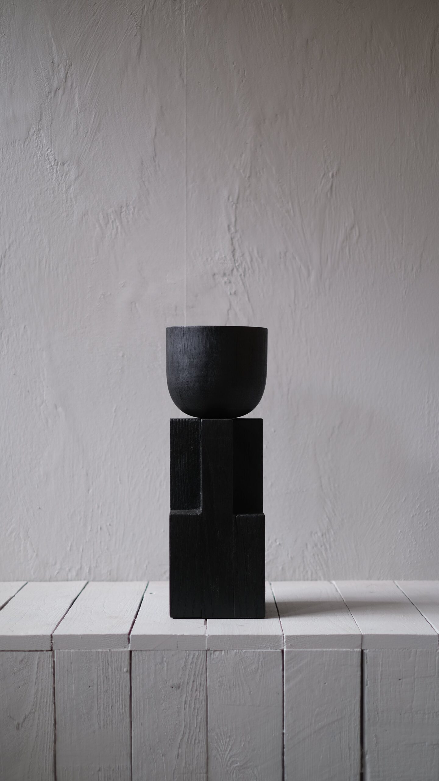 Black Iroko Wood Goblet Bowl, Signed Arno Declercq 2