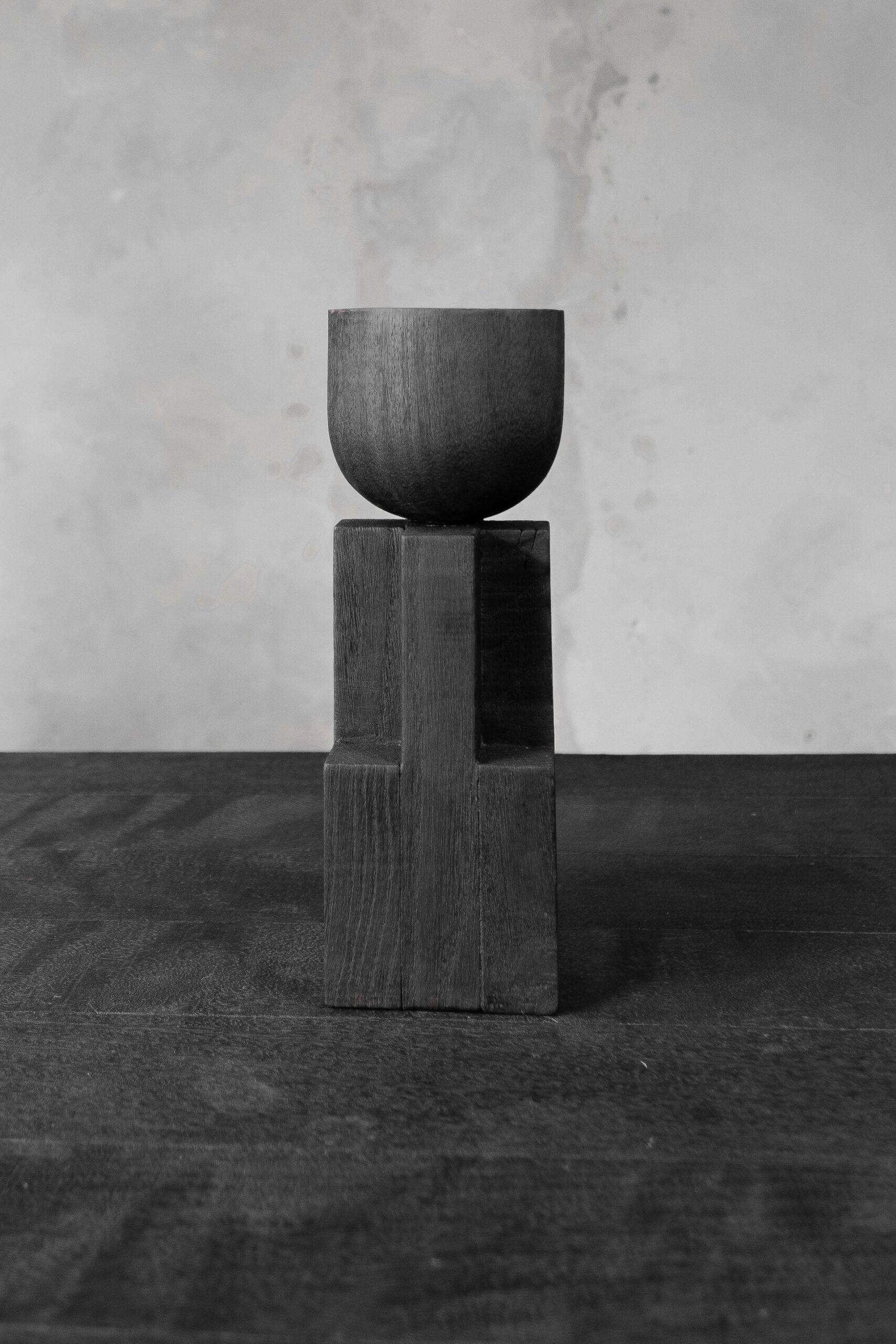 Black Iroko Wood Goblet Bowl, Signed Arno Declercq 4