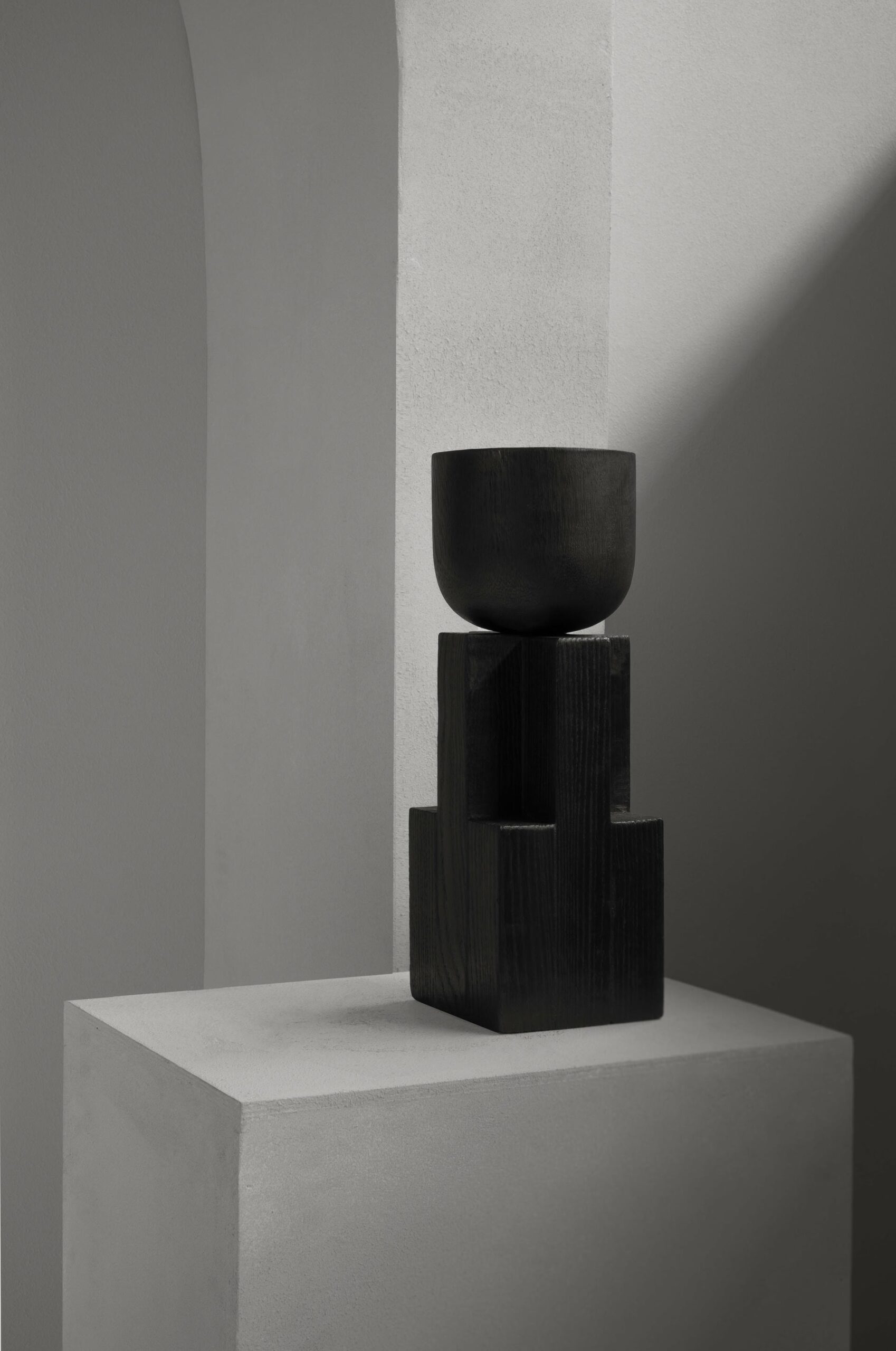 Black Iroko Wood Goblet Bowl, Signed Arno Declercq 6