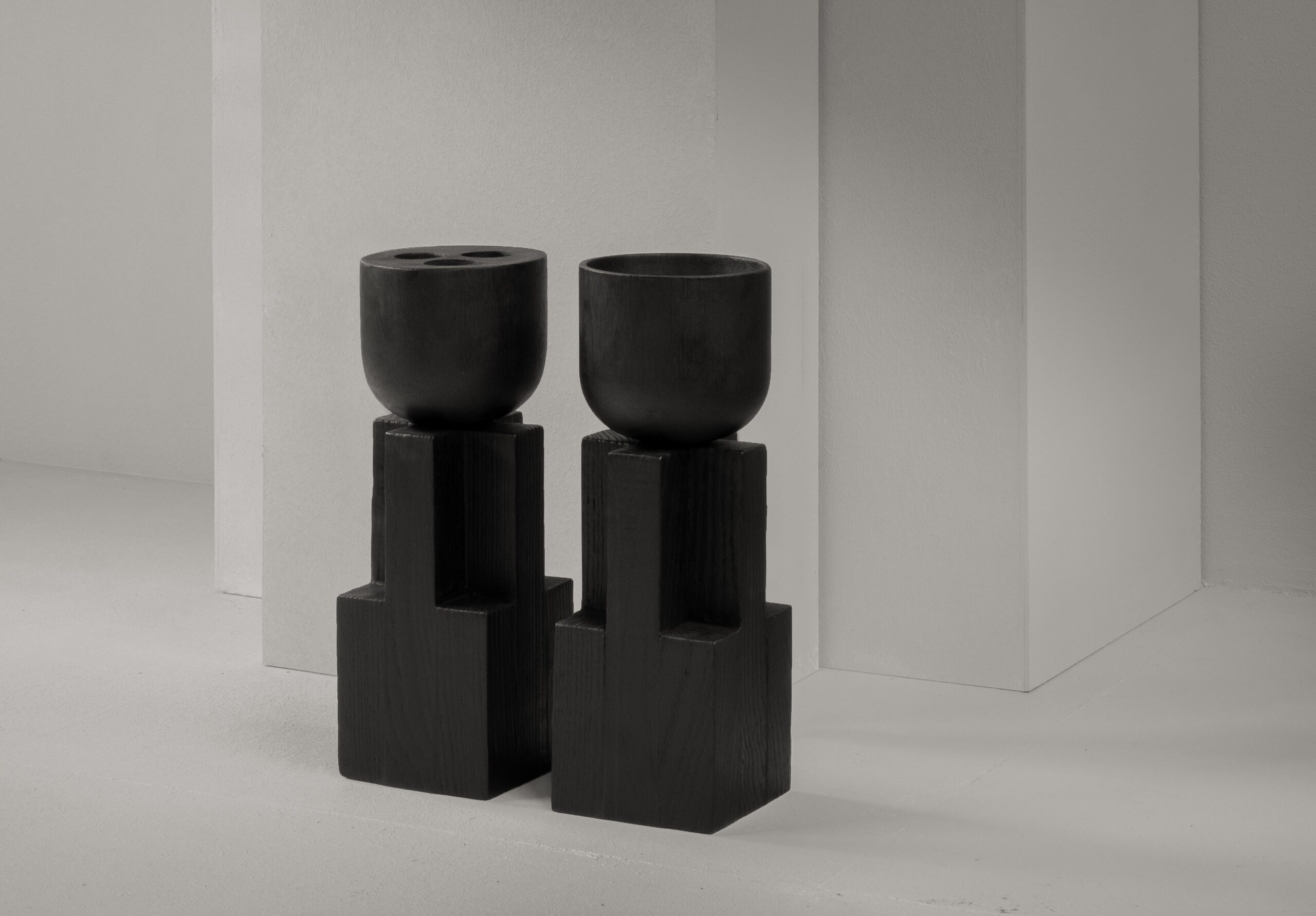 Black Iroko Wood Goblet Bowl, Signed Arno Declercq 7