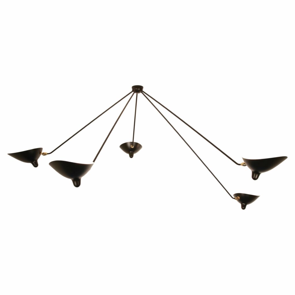 Ceiling Lamp Spider 5 Still Arms by Serge Mouille 1