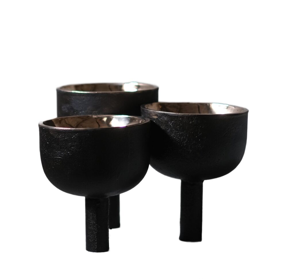Contemporary Bronze Triple Tray with Polished Interior, Signed Arno Declercq 1